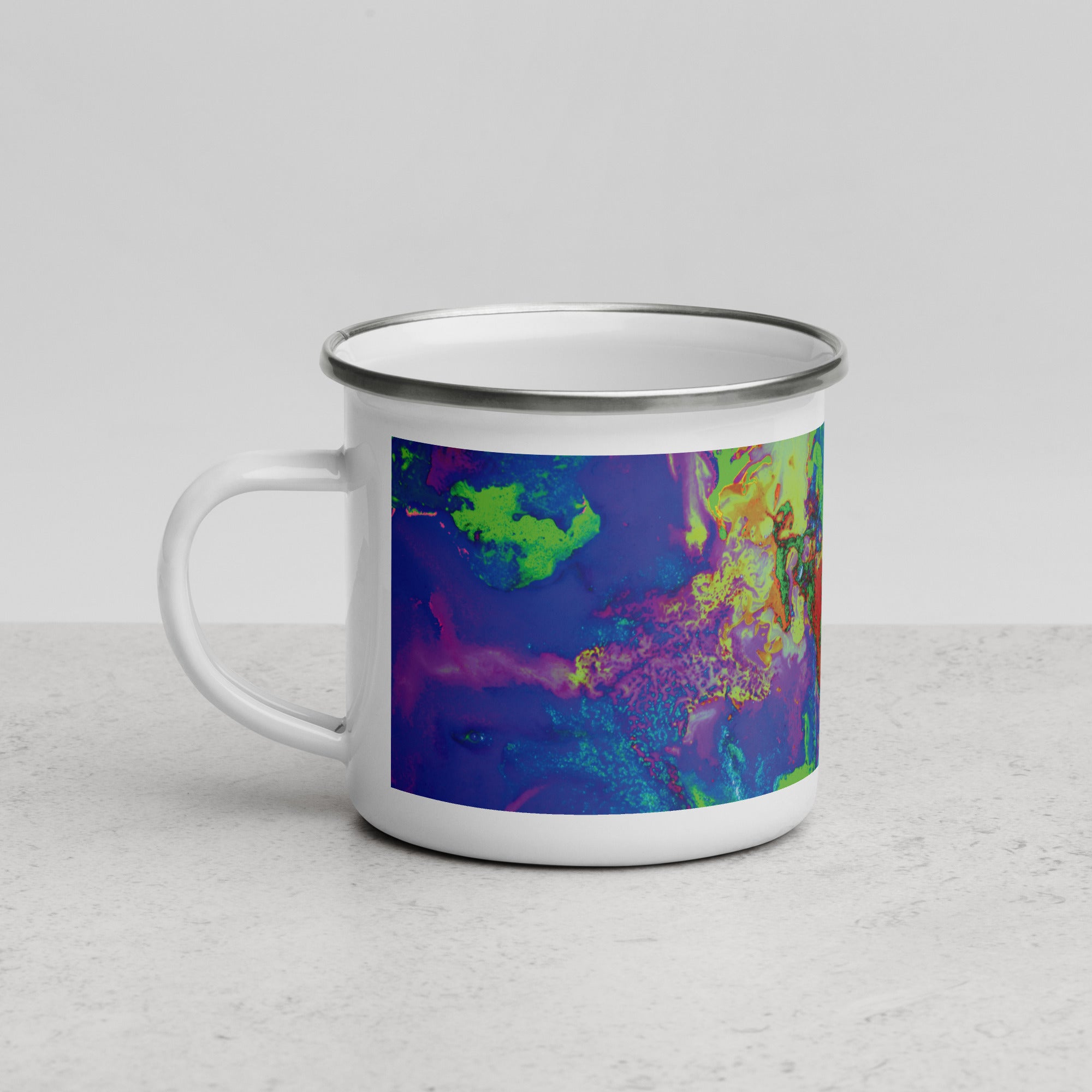Neon Abstract Art Enamel Camper Mug