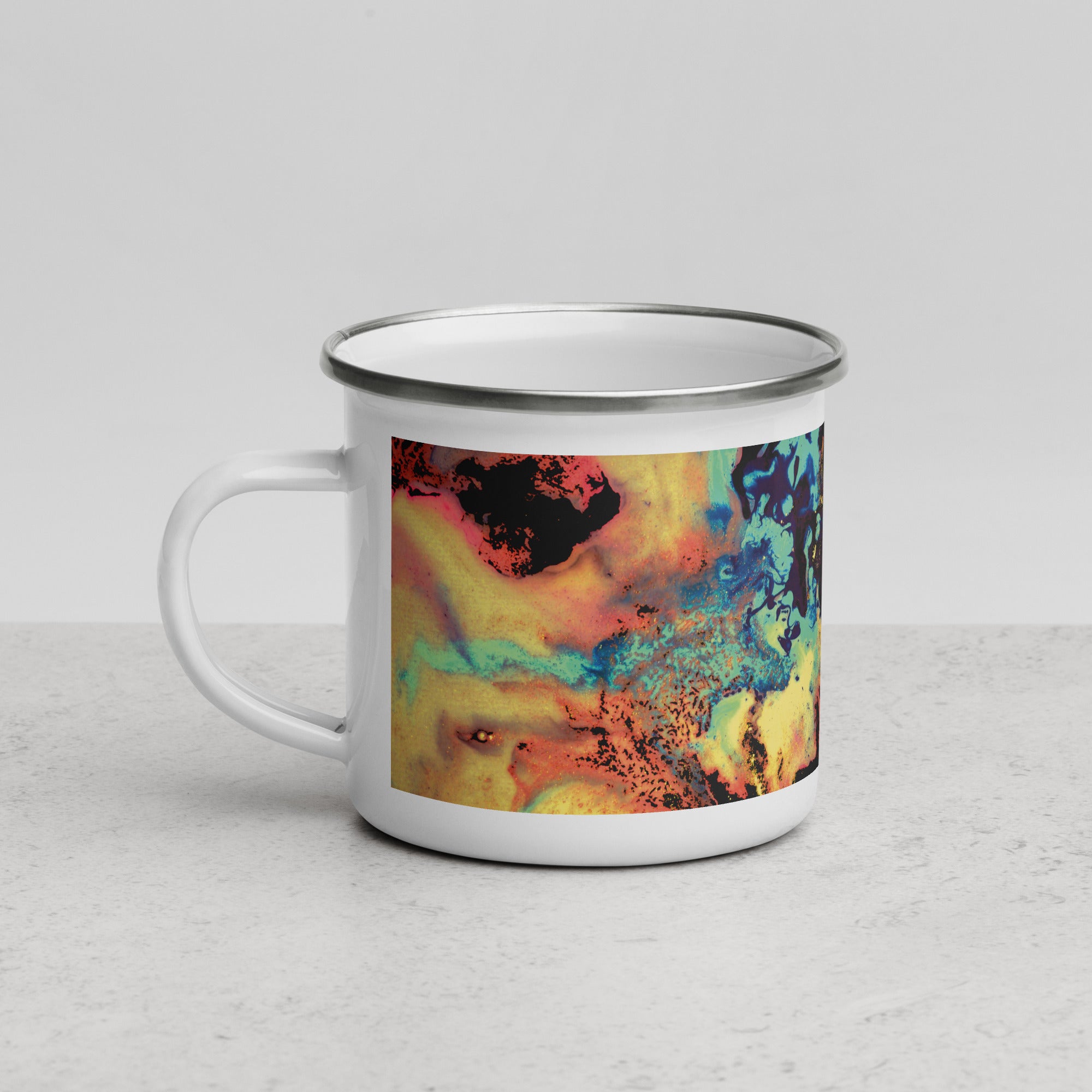 Yellow Abstract Art Enamel Camper Mug