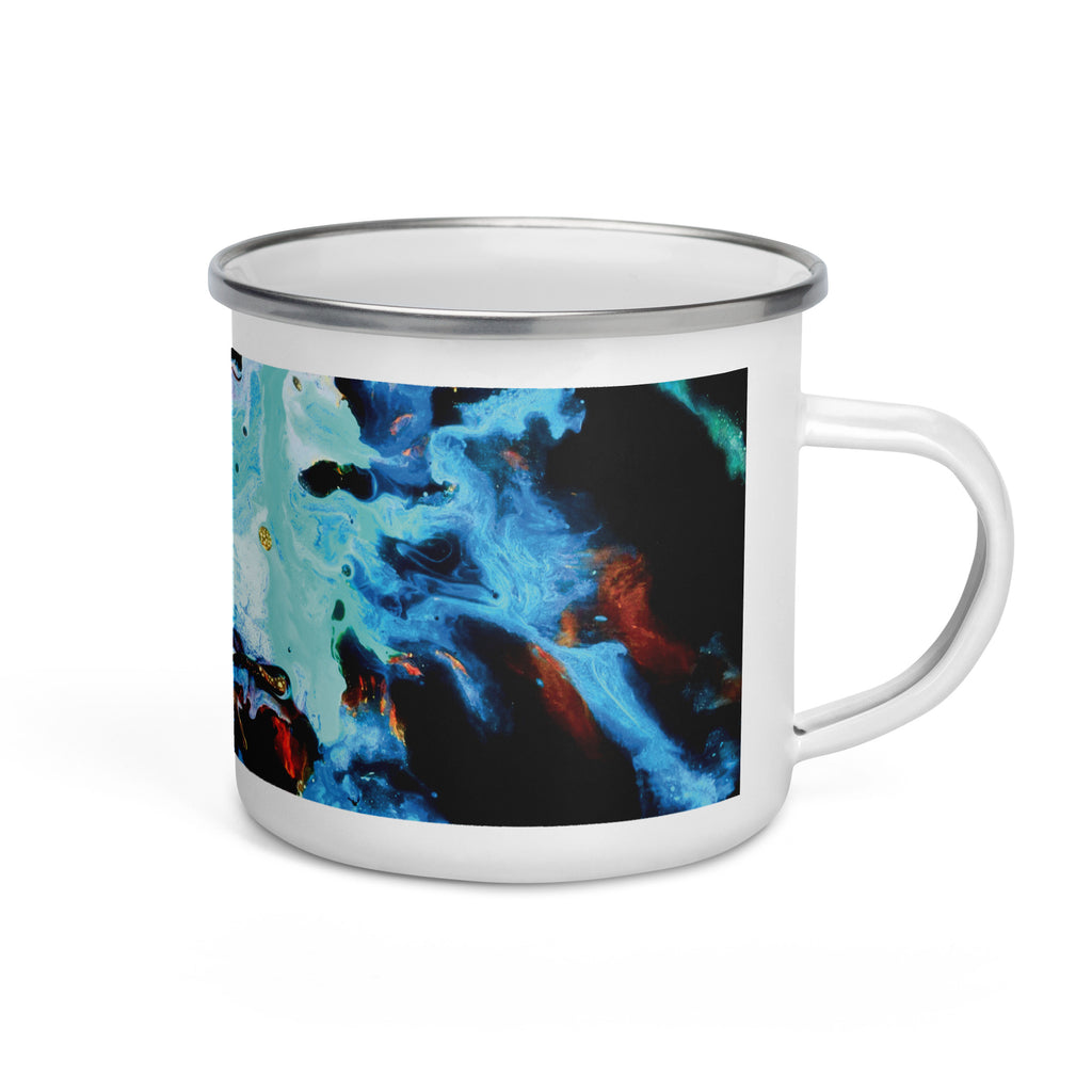Aqua Abstract Art Enamel Camper Mug