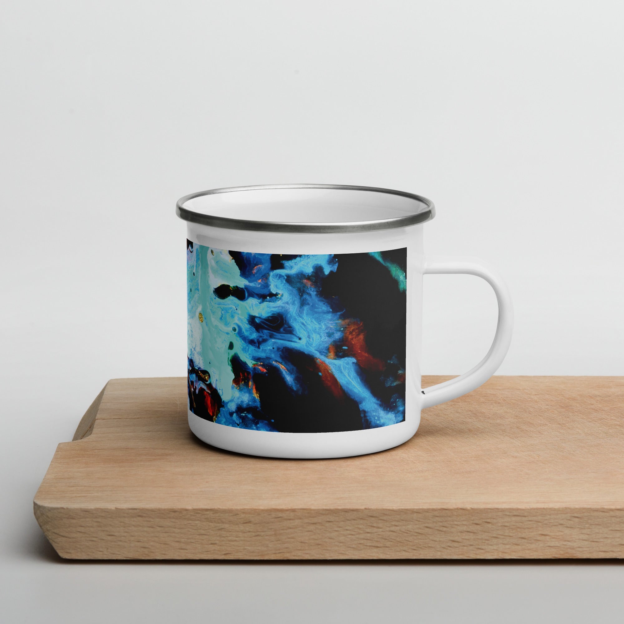 Aqua Abstract Art Enamel Camper Mug