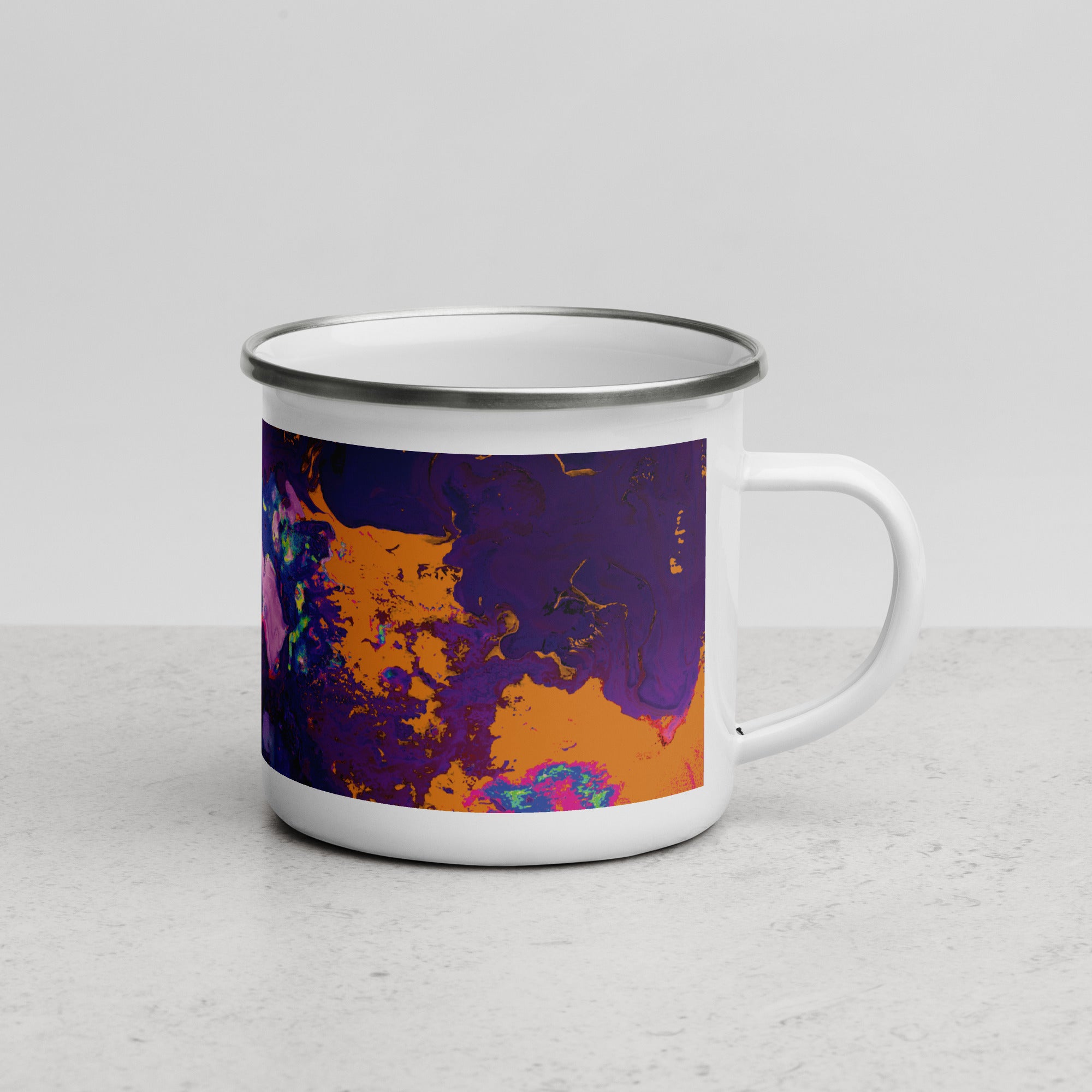 Magenta Orange Abstract Art Enamel Camper Mug