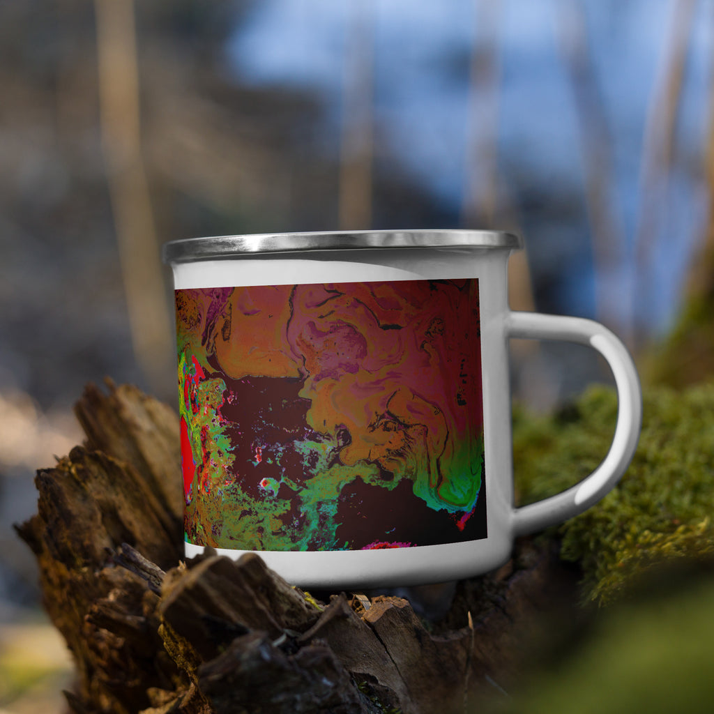 Maroon Abstract Art Enamel Camper Mug