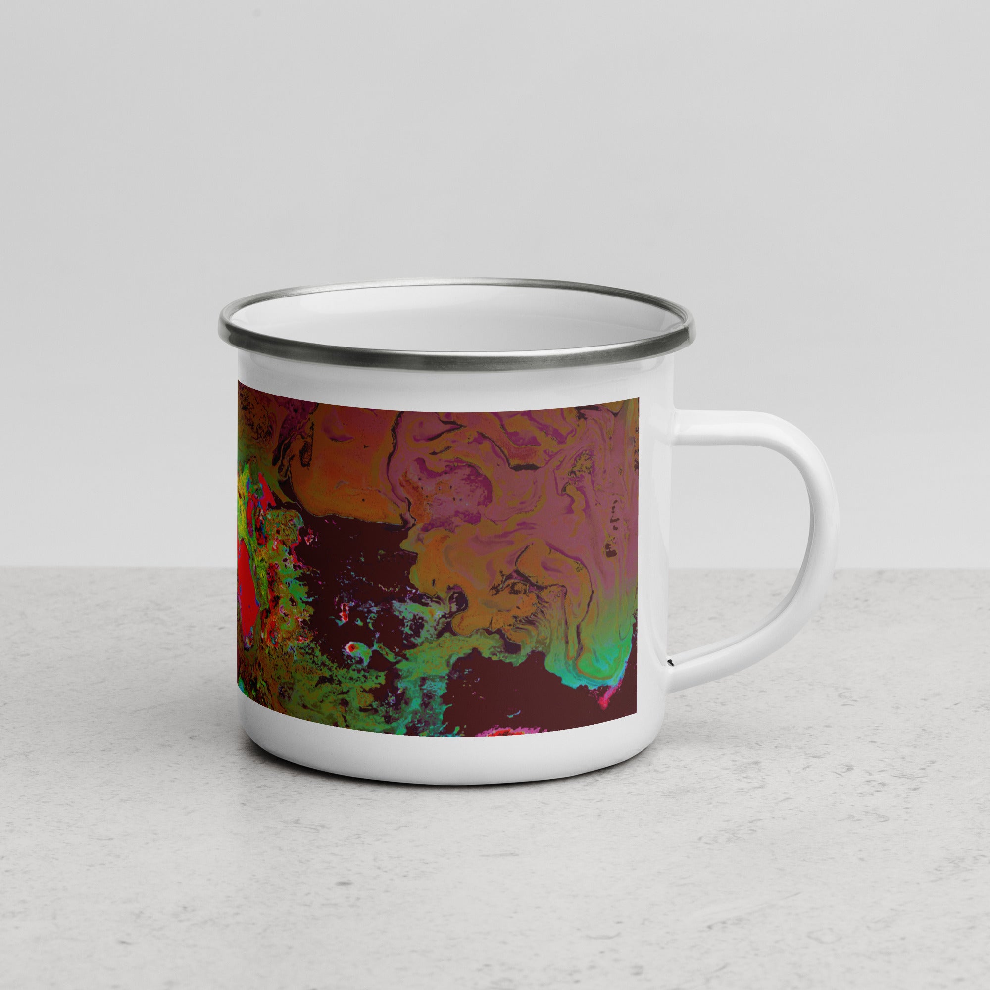 Maroon Abstract Art Enamel Camper Mug