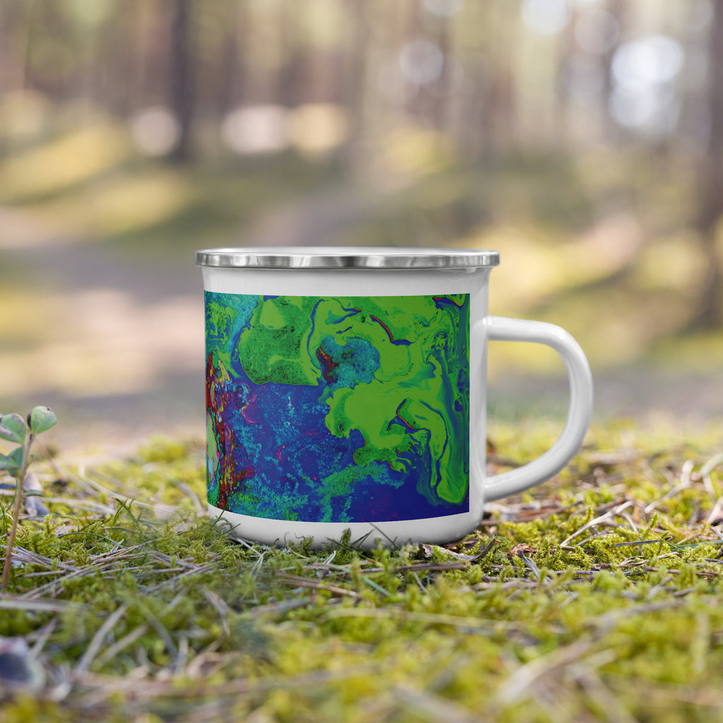Neon Abstract Art Enamel Camper Mug