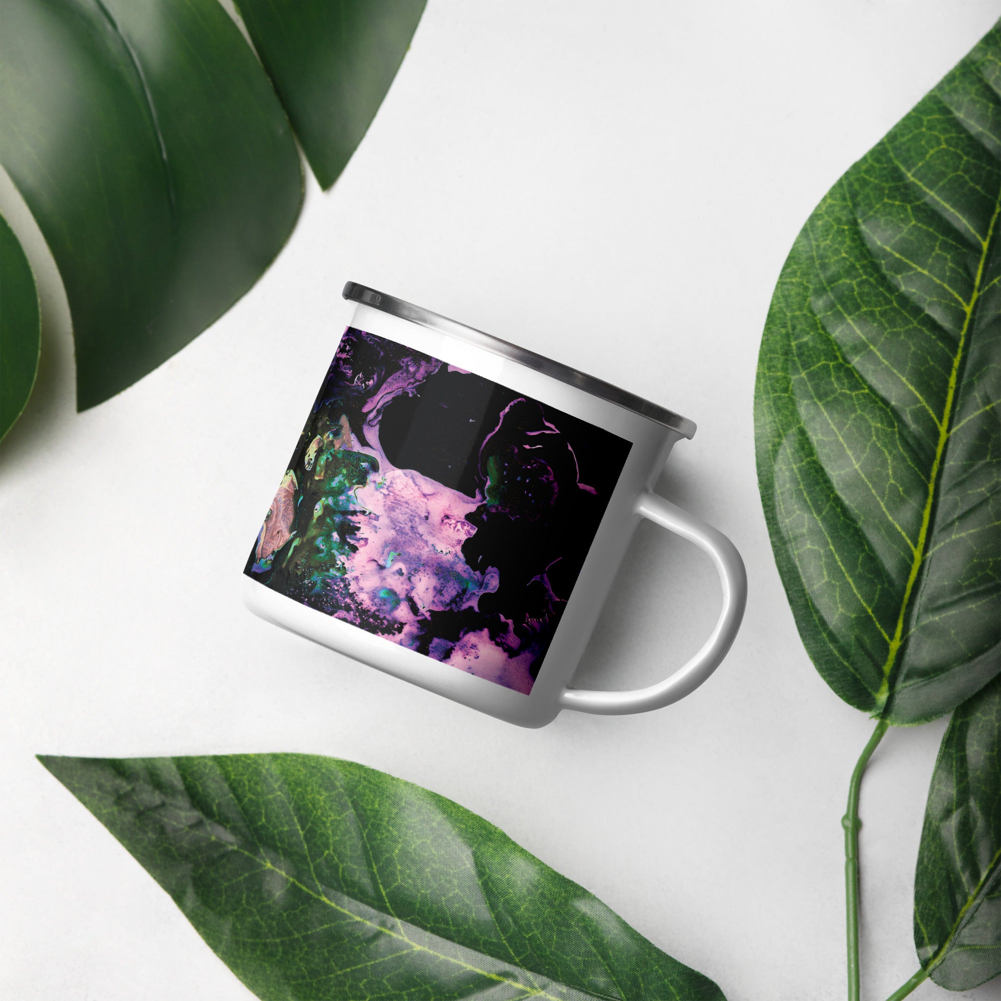 Lavender Abstract Art Enamel Camper Mug