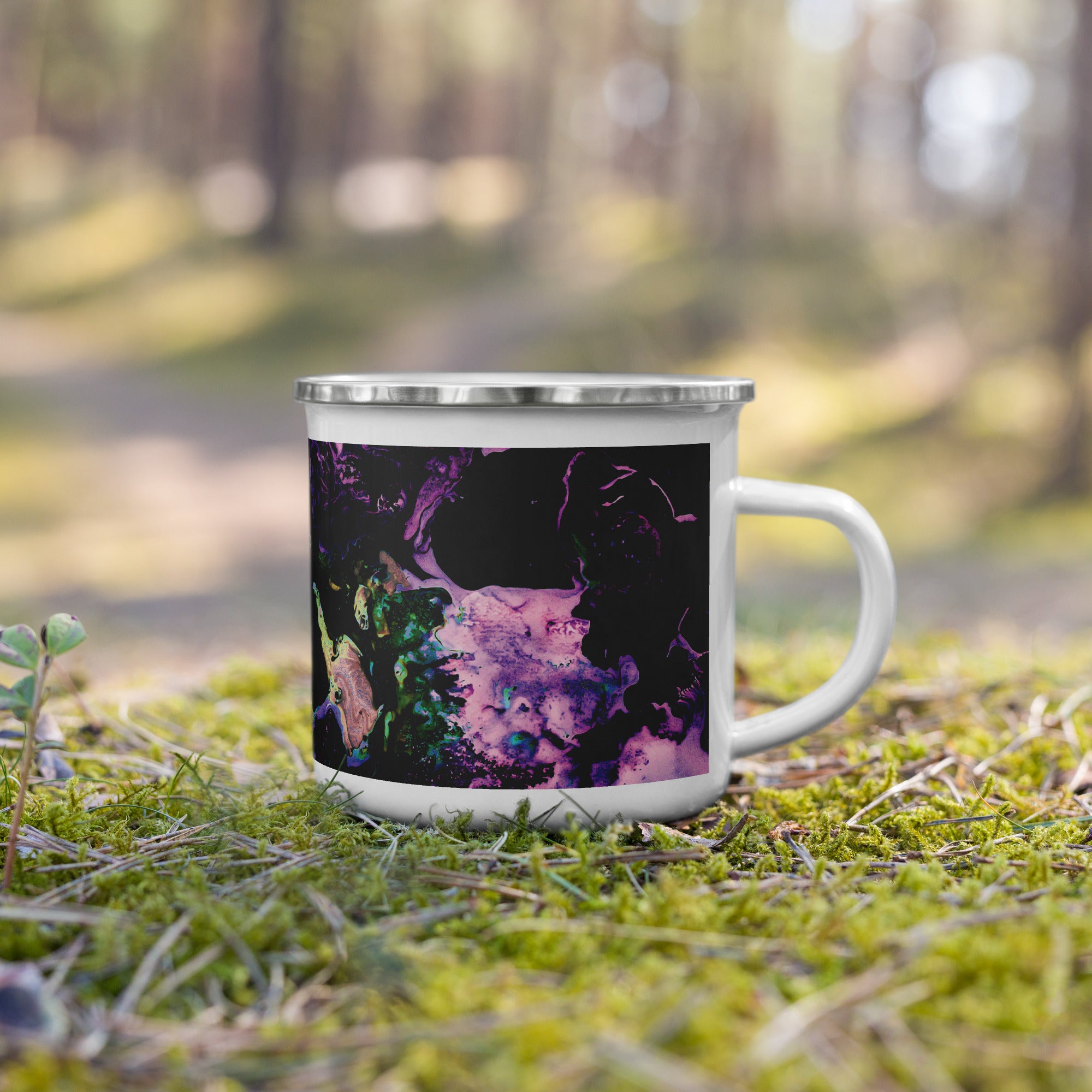 Lavender Abstract Art Enamel Camper Mug