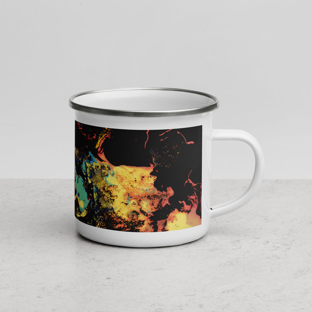 Yellow Abstract Art Enamel Camper Mug