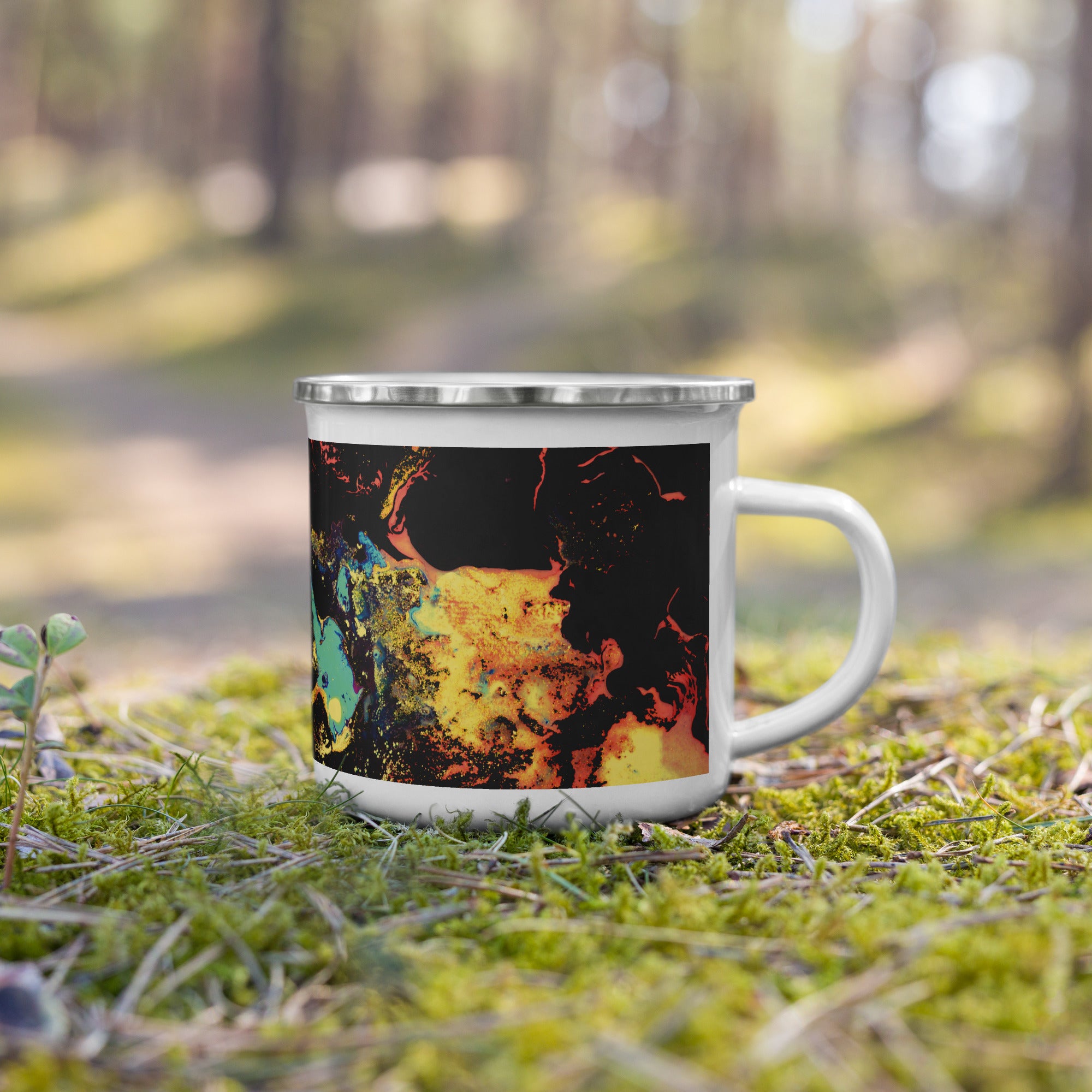 Yellow Abstract Art Enamel Camper Mug