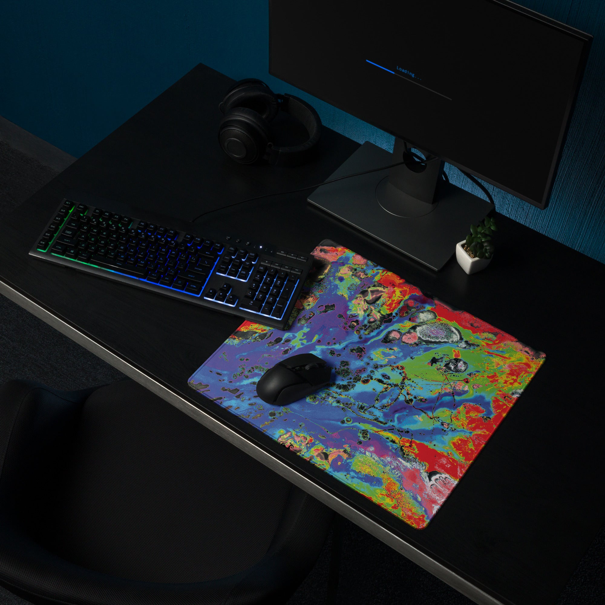 Neon Abstract Art Gaming Mouse Pad