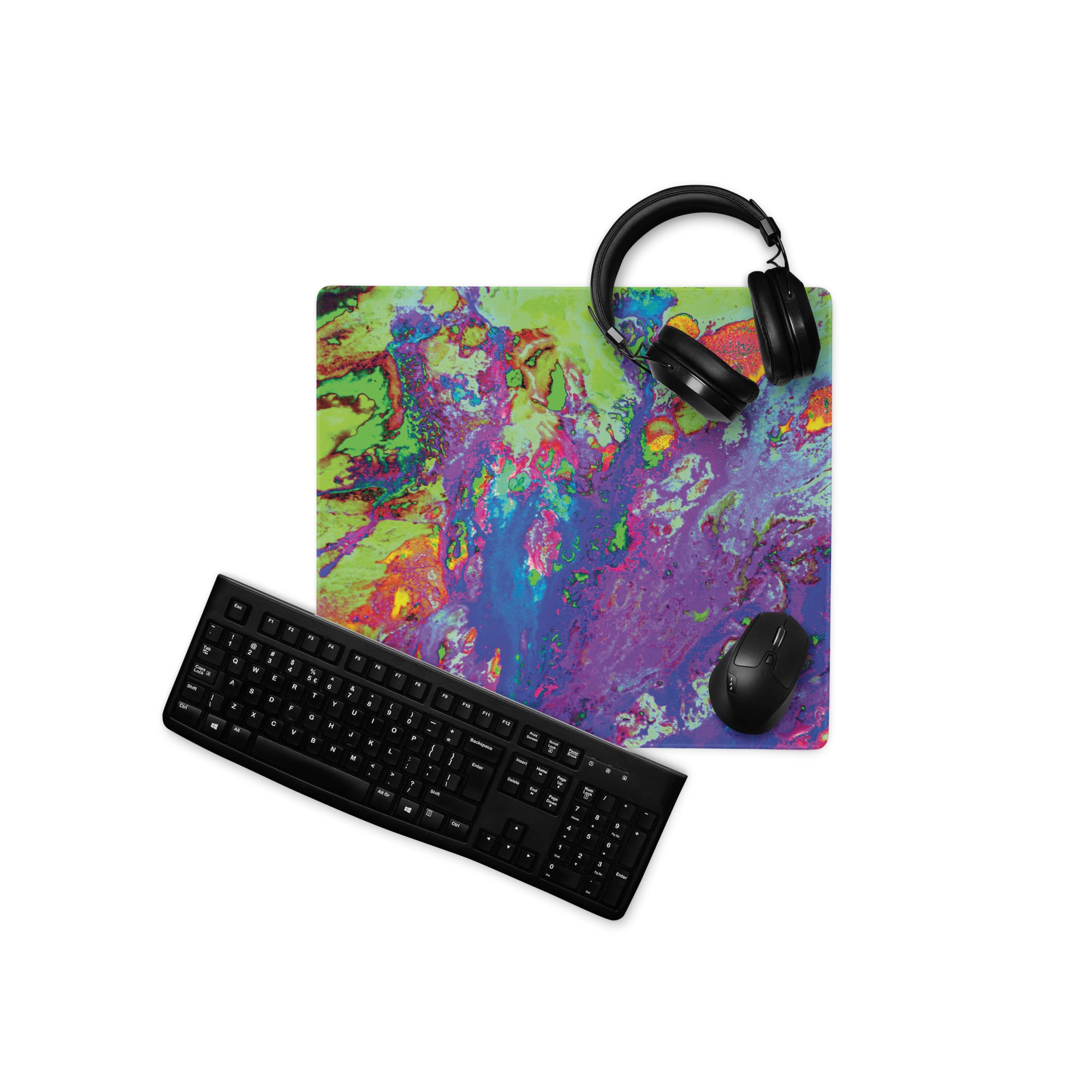 Neon Pastel Abstract Art Gaming Mouse Pad