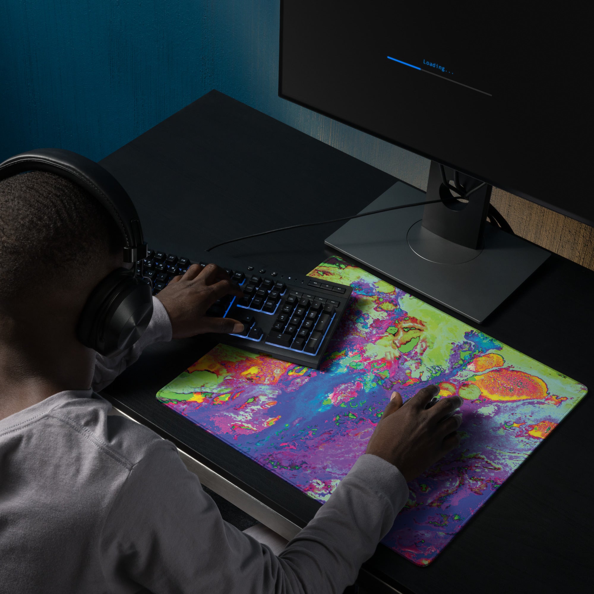 Neon Pastel Abstract Art Gaming Mouse Pad