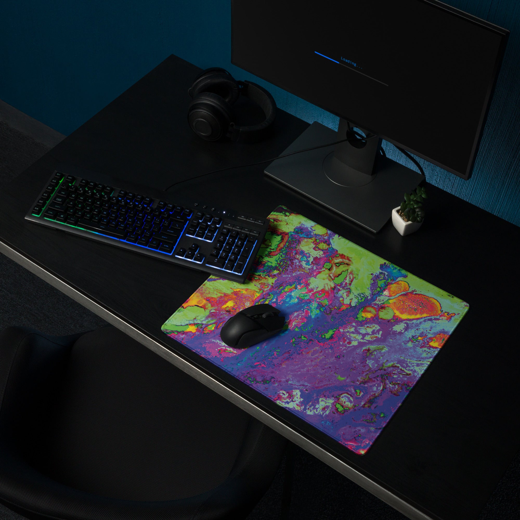 Neon Pastel Abstract Art Gaming Mouse Pad
