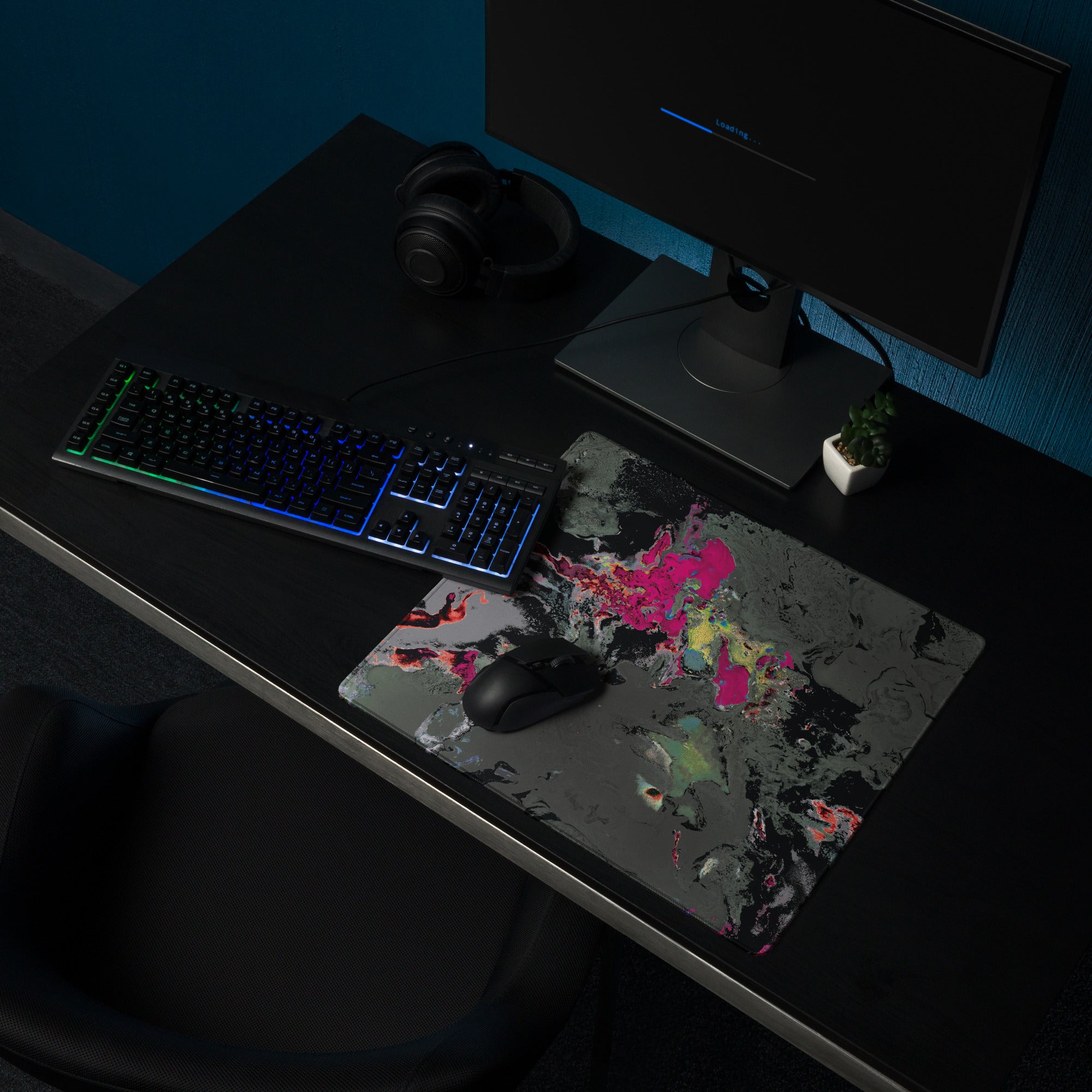 Gray Abstract Art Gaming Mouse Pad