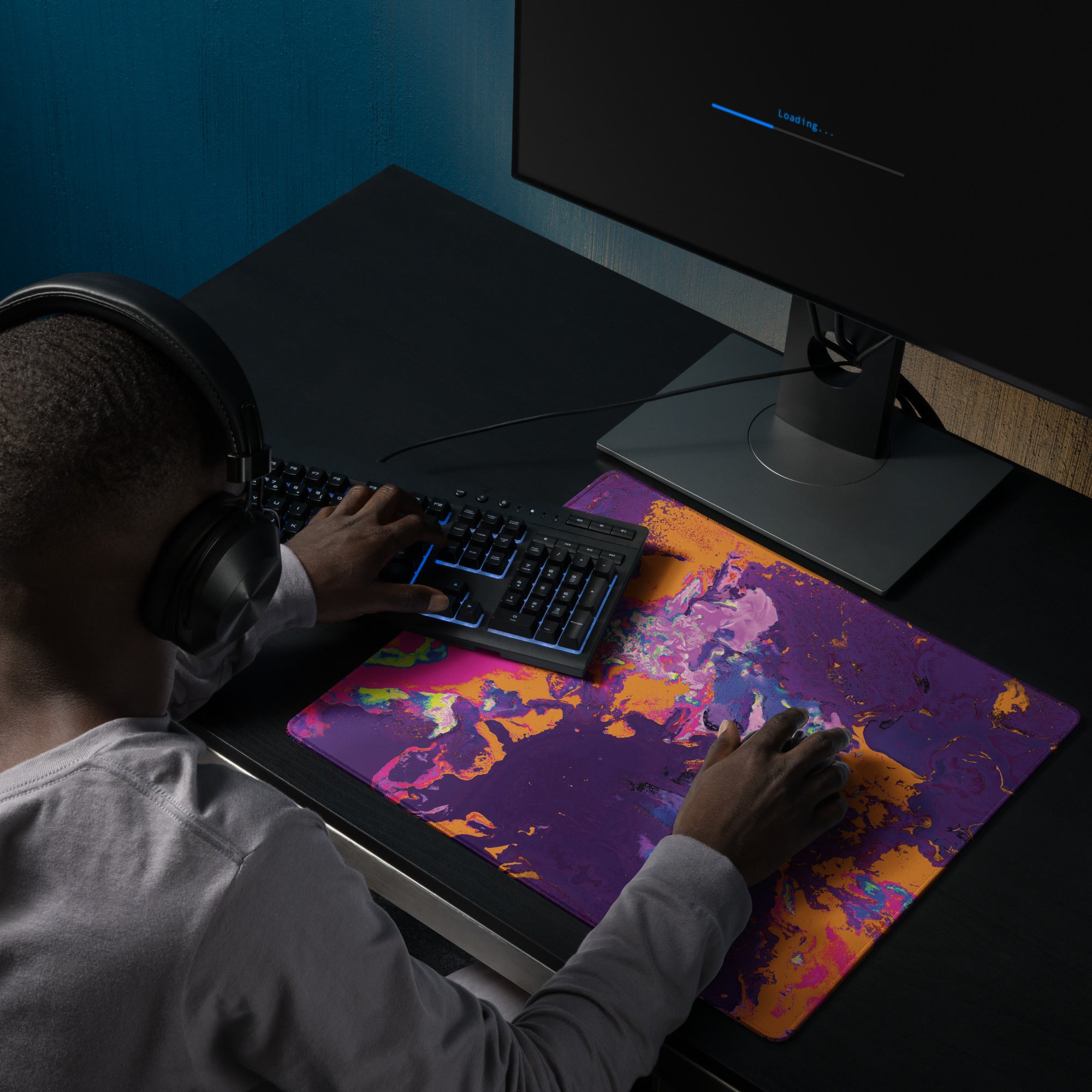 Orange Magenta Abstract Art Gaming Mouse Pad