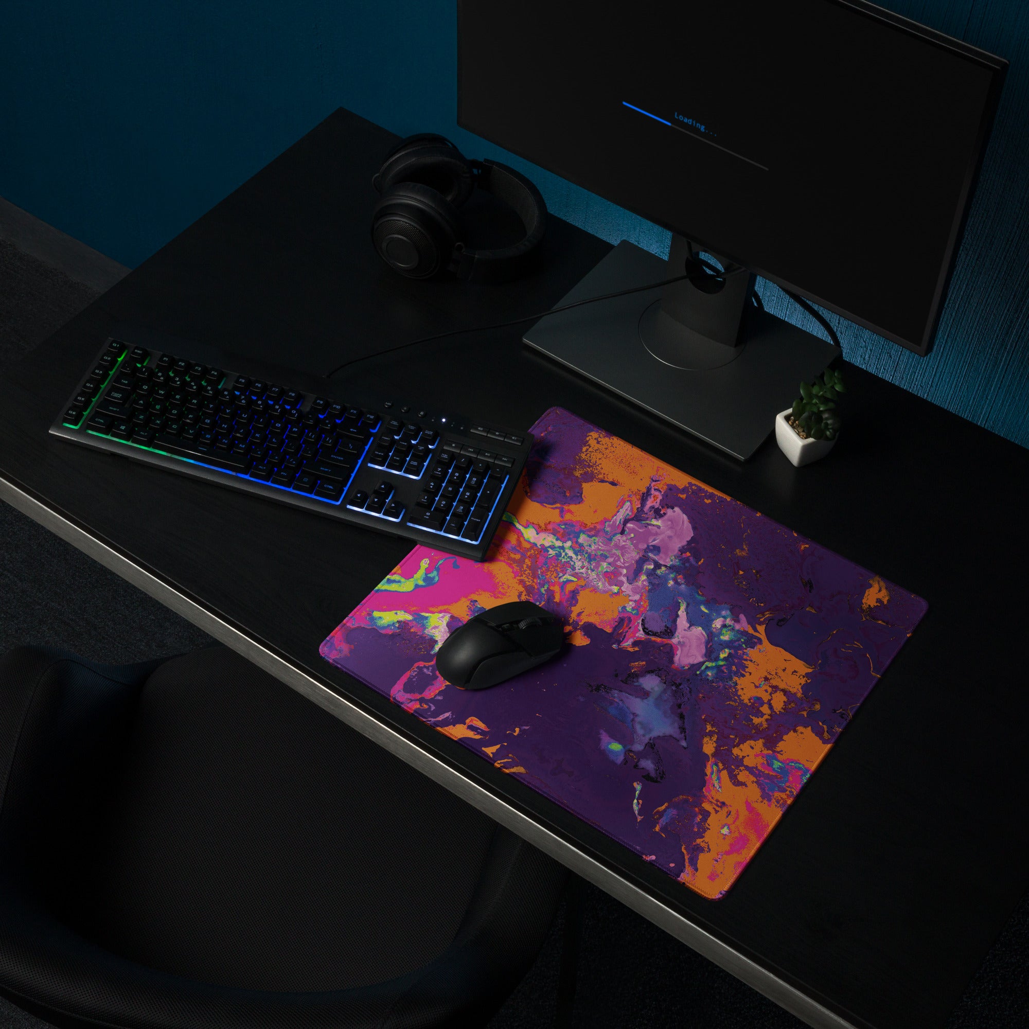 Orange Magenta Abstract Art Gaming Mouse Pad