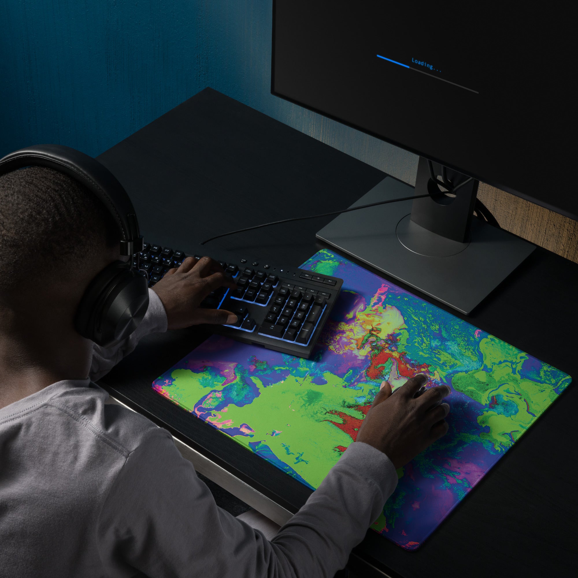 Neon Abstract Art Gaming Mouse Pad