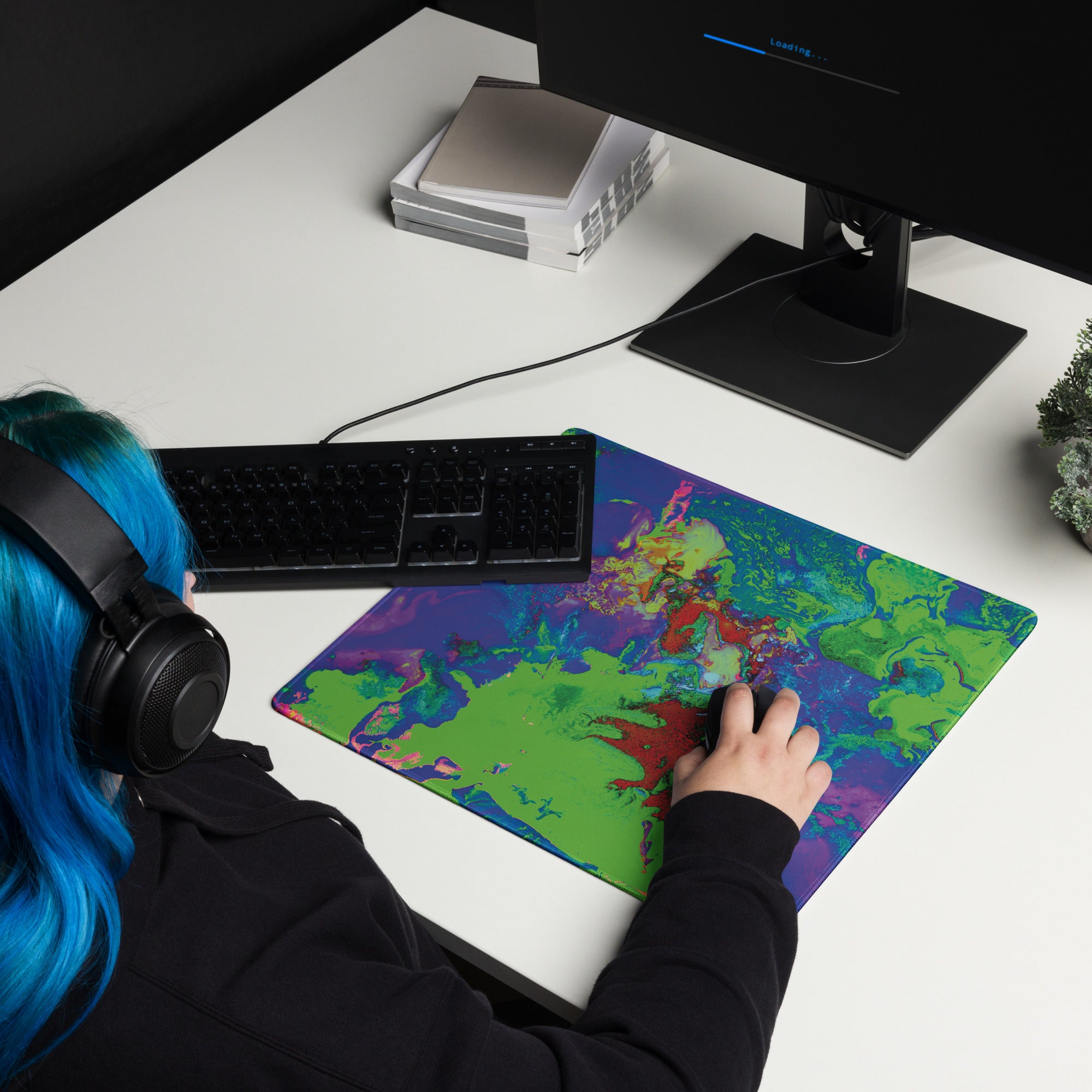 Neon Abstract Art Gaming Mouse Pad