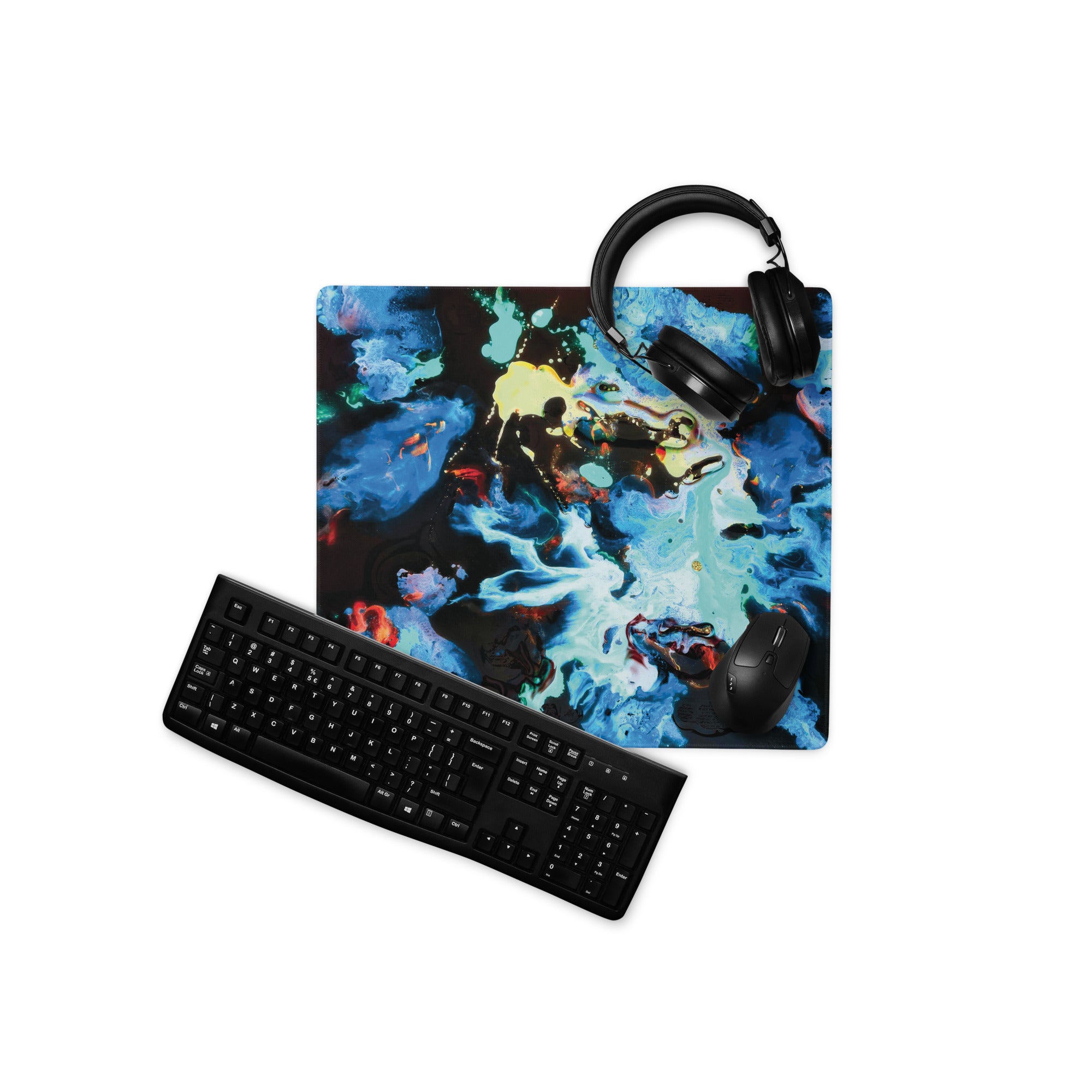 Aqua Abstract Art Gaming Mouse Pad