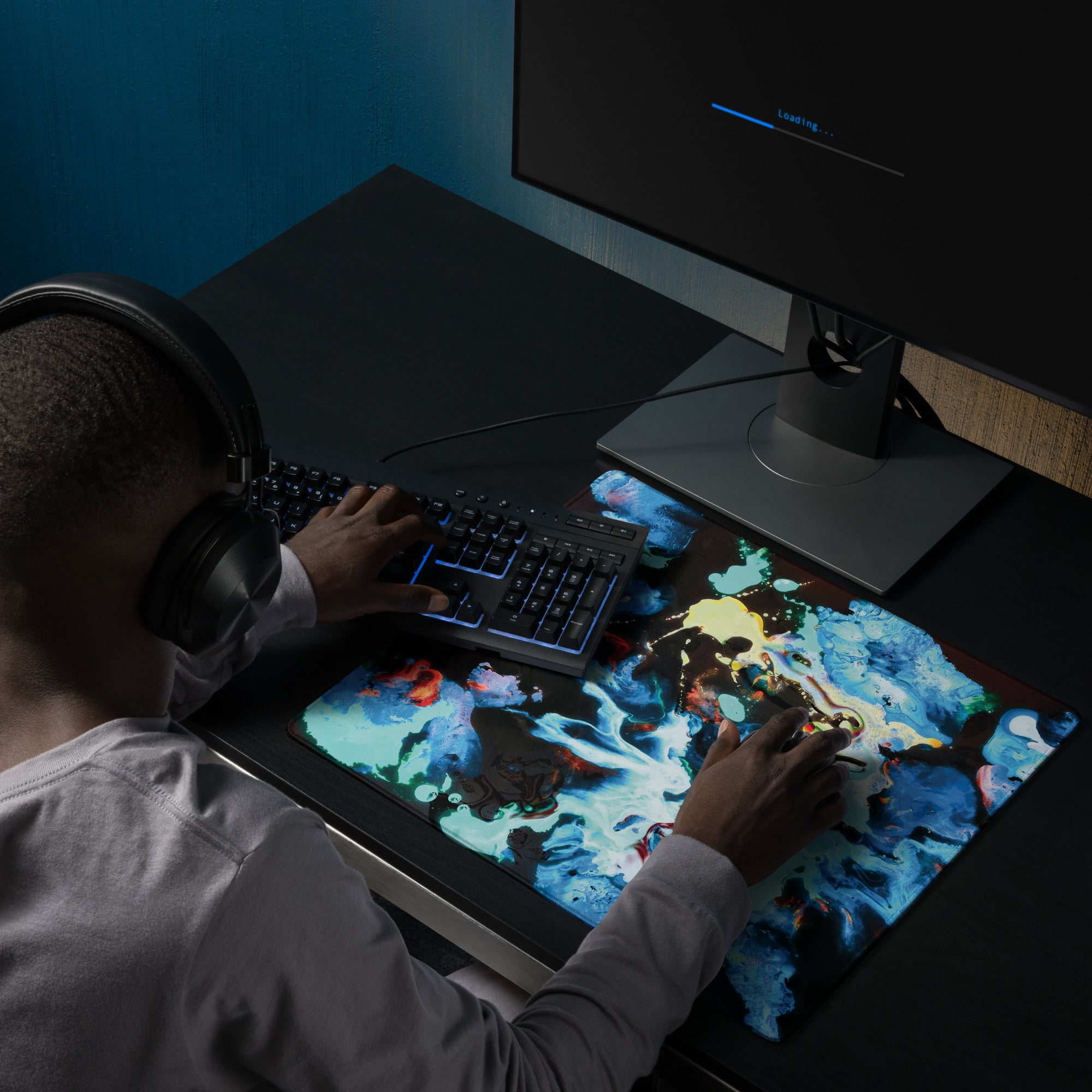 Aqua Abstract Art Gaming Mouse Pad