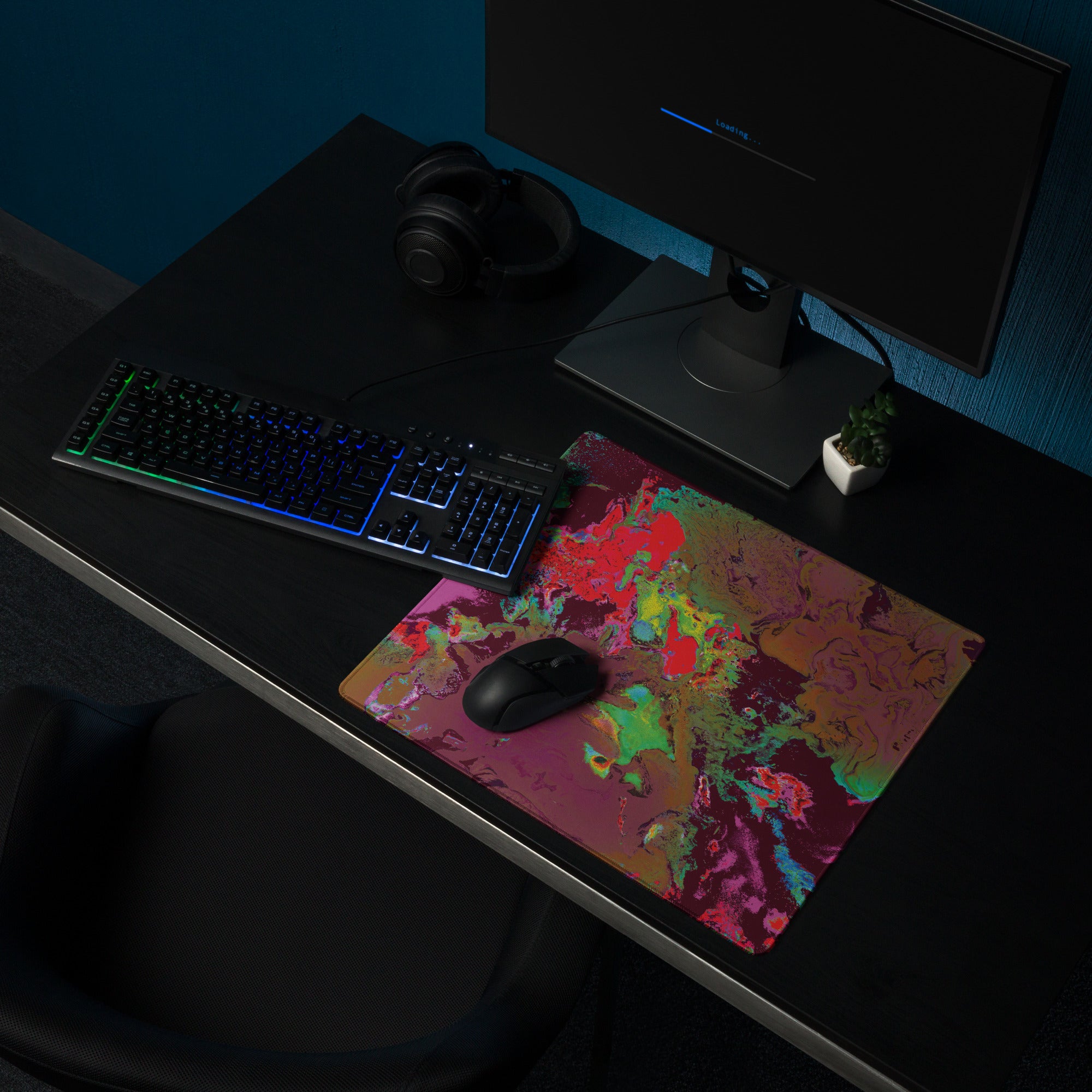 Maroon Abstract Art Gaming Mouse Pad