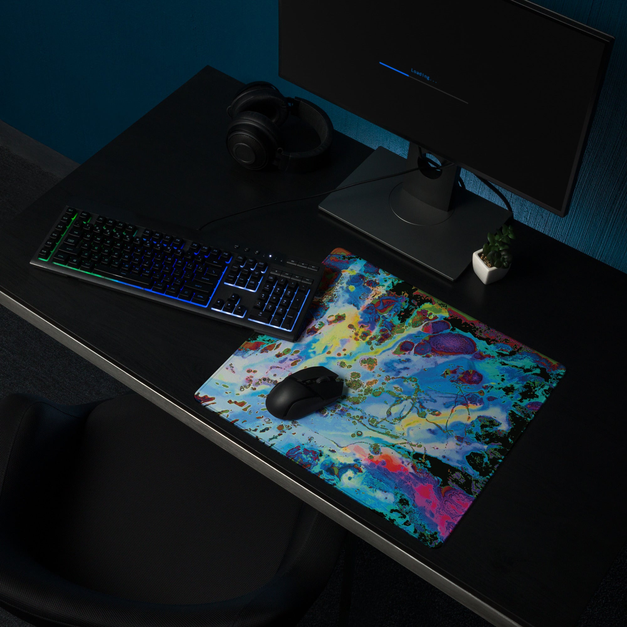 Blue Abstract Art Gaming Mouse Pad