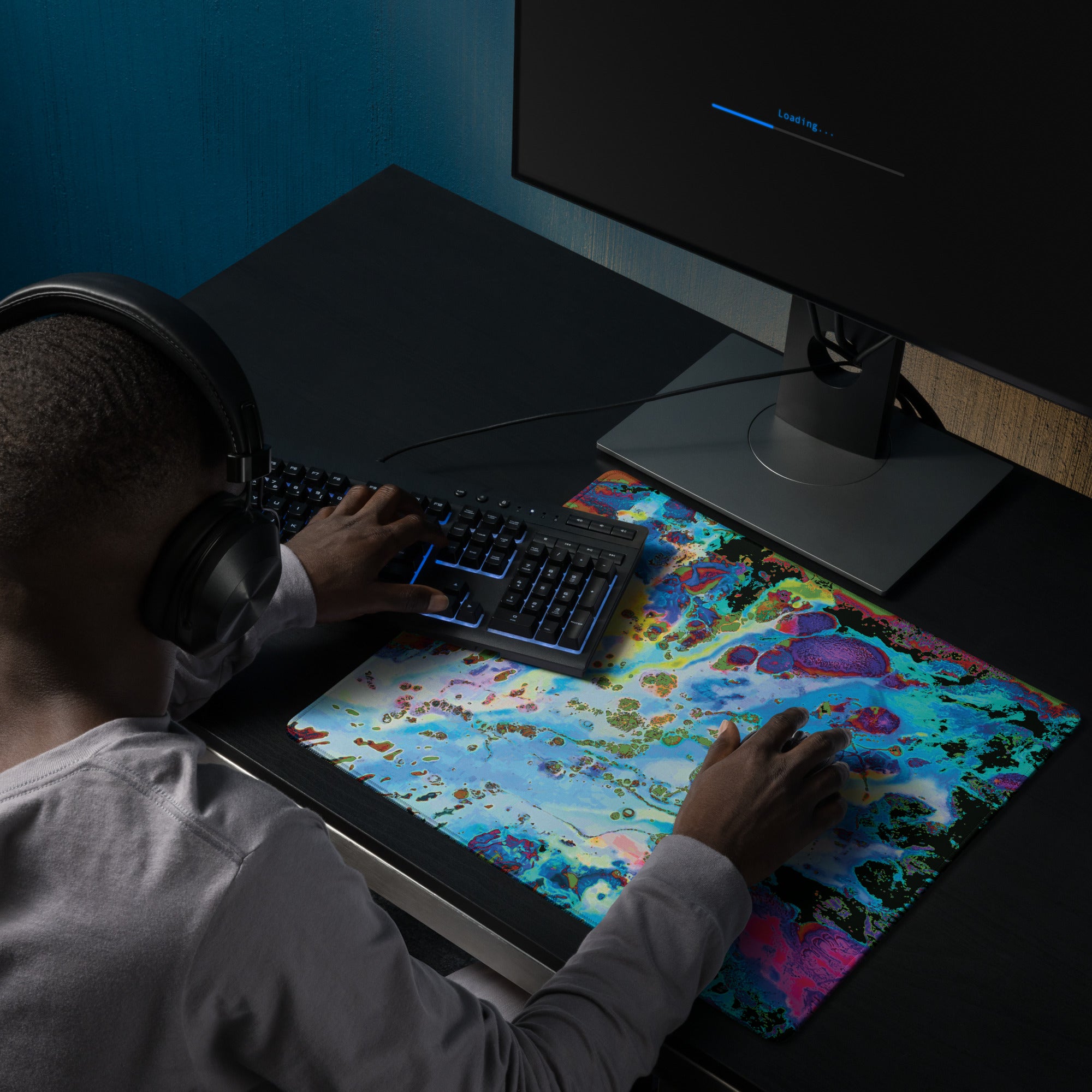 Blue Abstract Art Gaming Mouse Pad