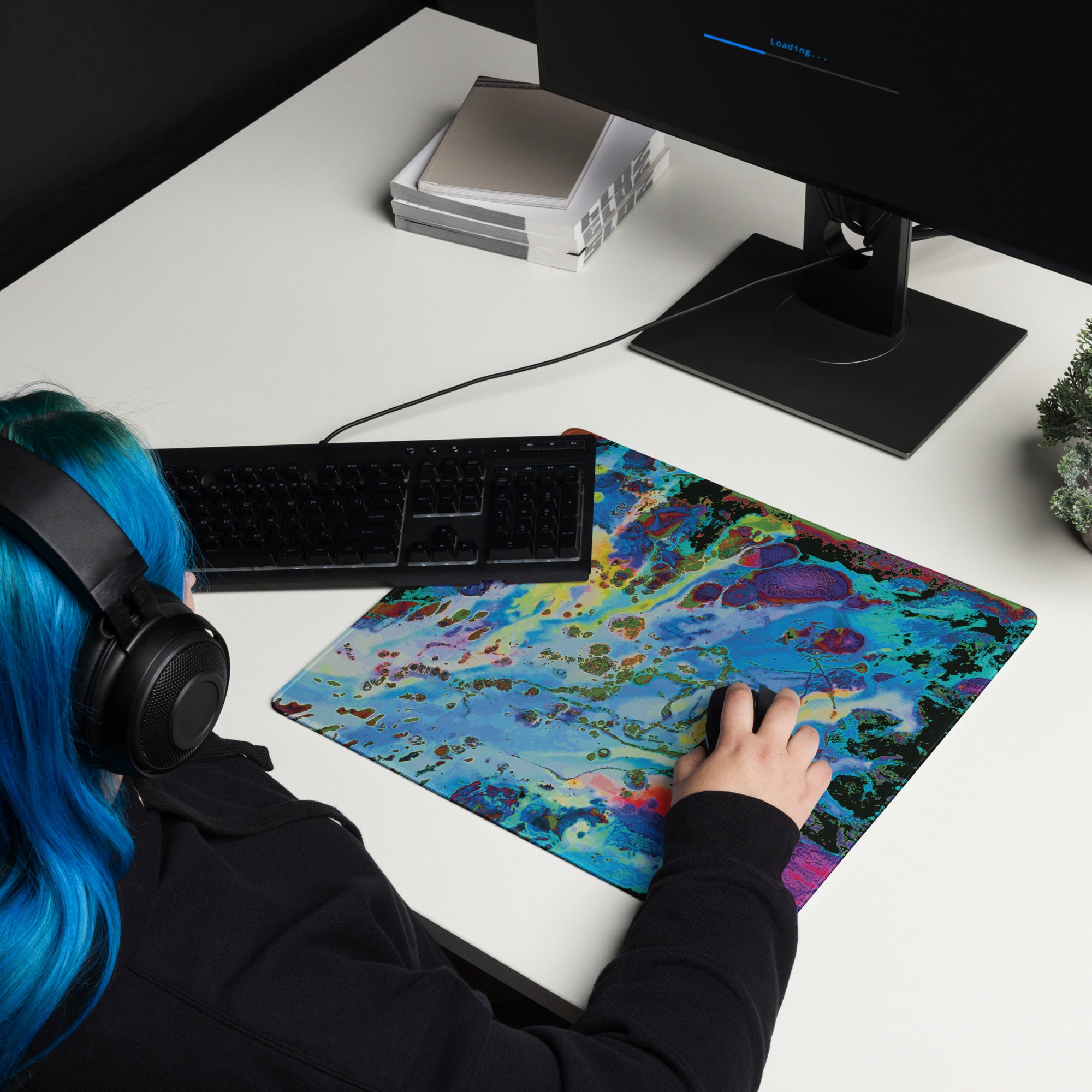 Blue Abstract Art Gaming Mouse Pad