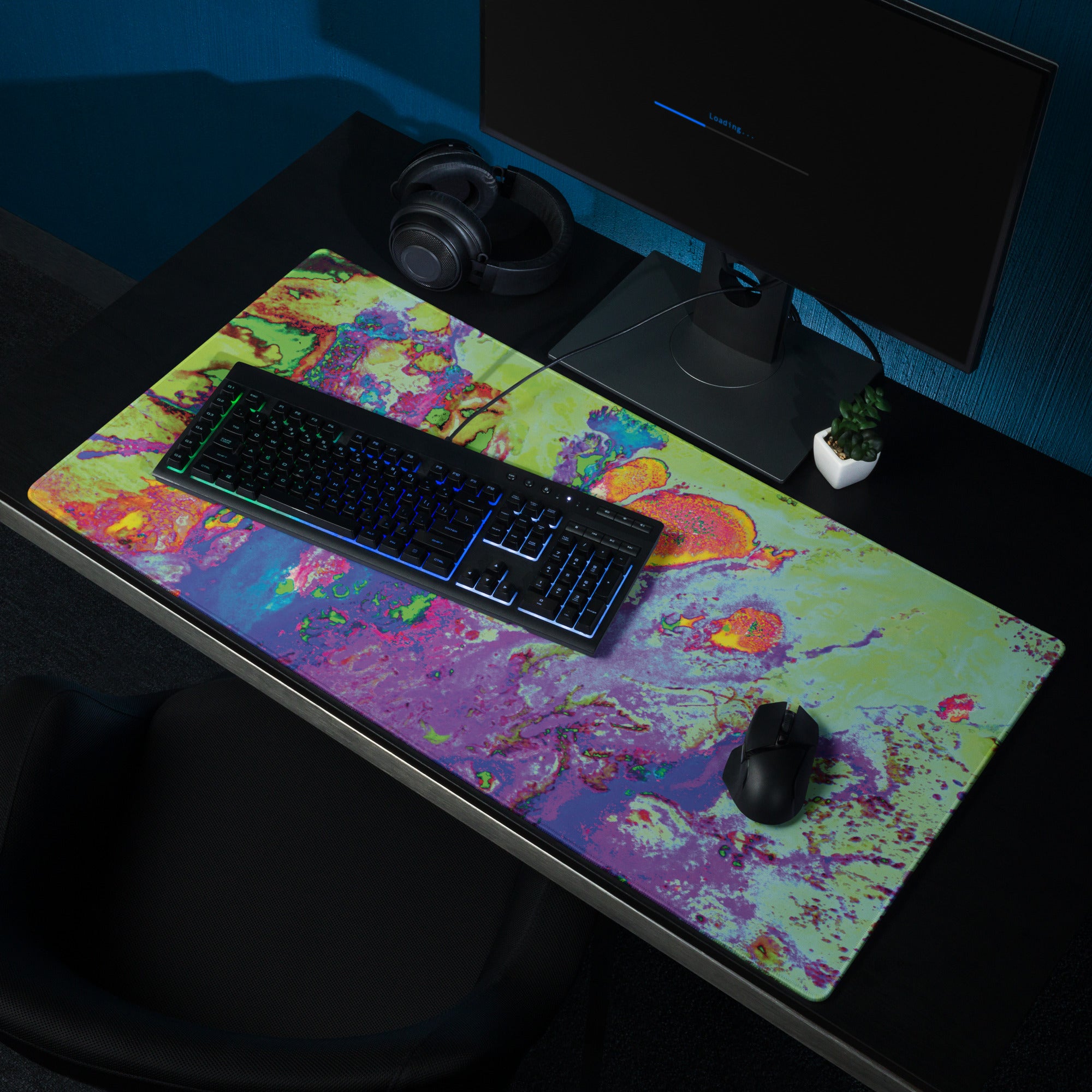 Neon Pastel Abstract Art Gaming Mouse Pad