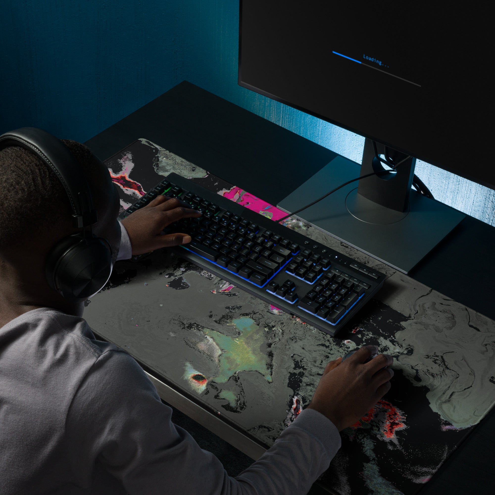 Gray Abstract Art Gaming Mouse Pad