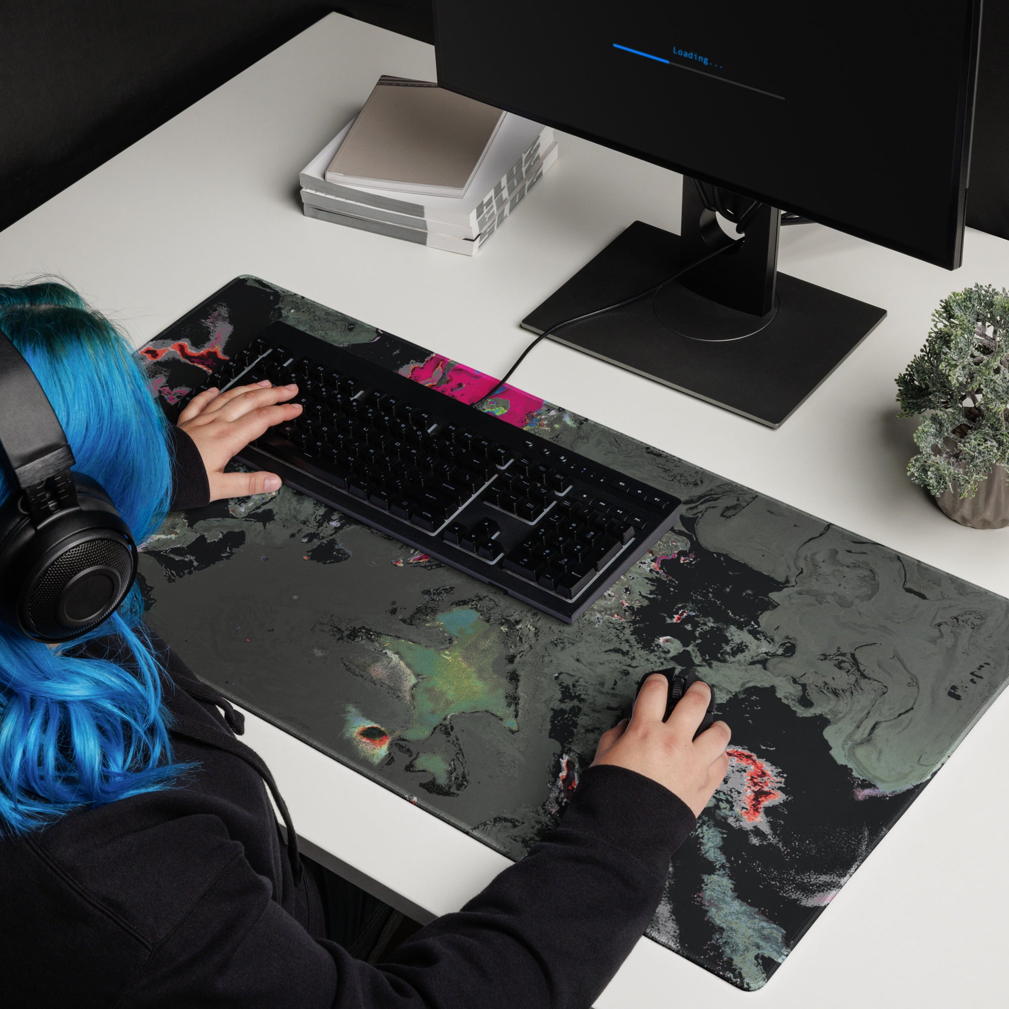 Gray Abstract Art Gaming Mouse Pad