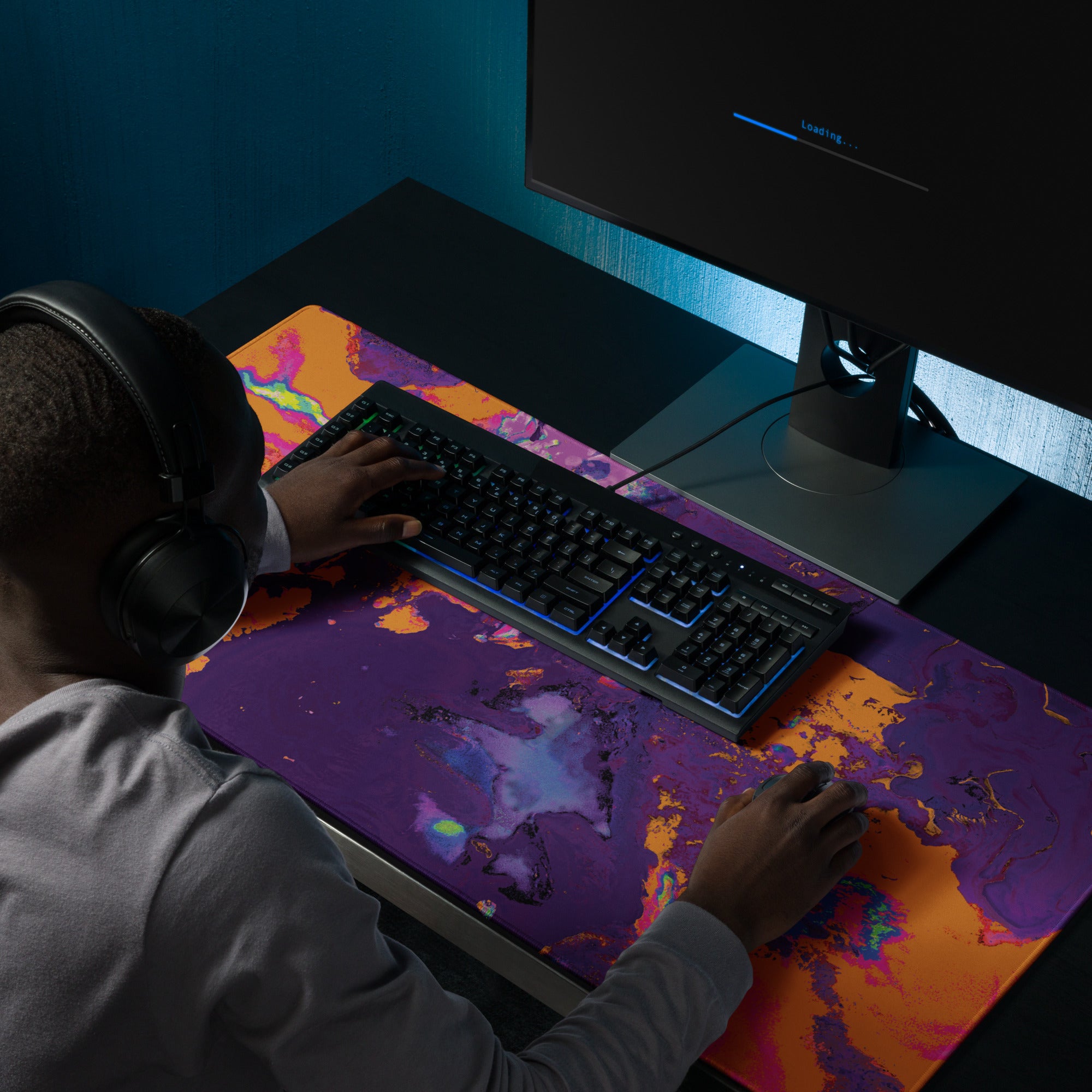 Orange Magenta Abstract Art Gaming Mouse Pad