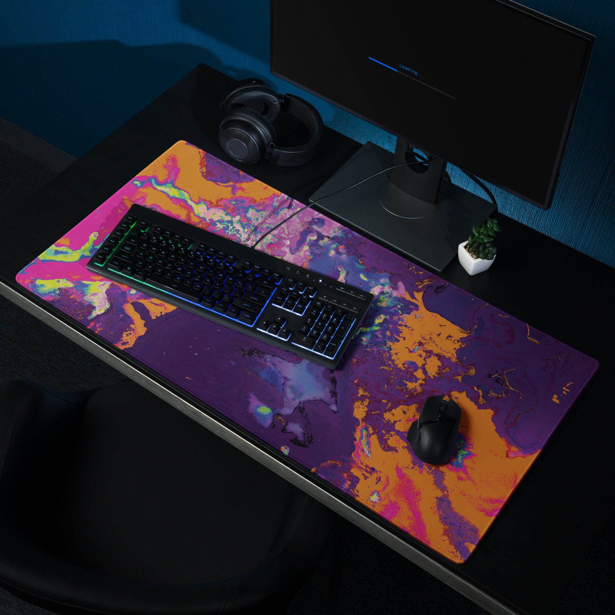 Orange Magenta Abstract Art Gaming Mouse Pad