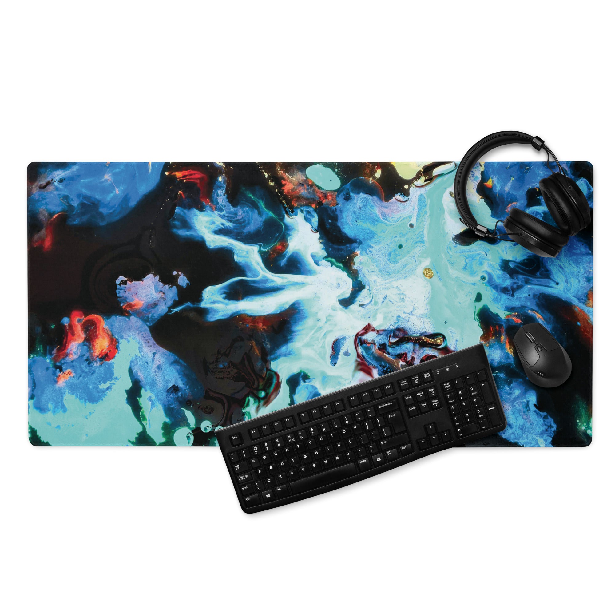 Aqua Abstract Art Gaming Mouse Pad