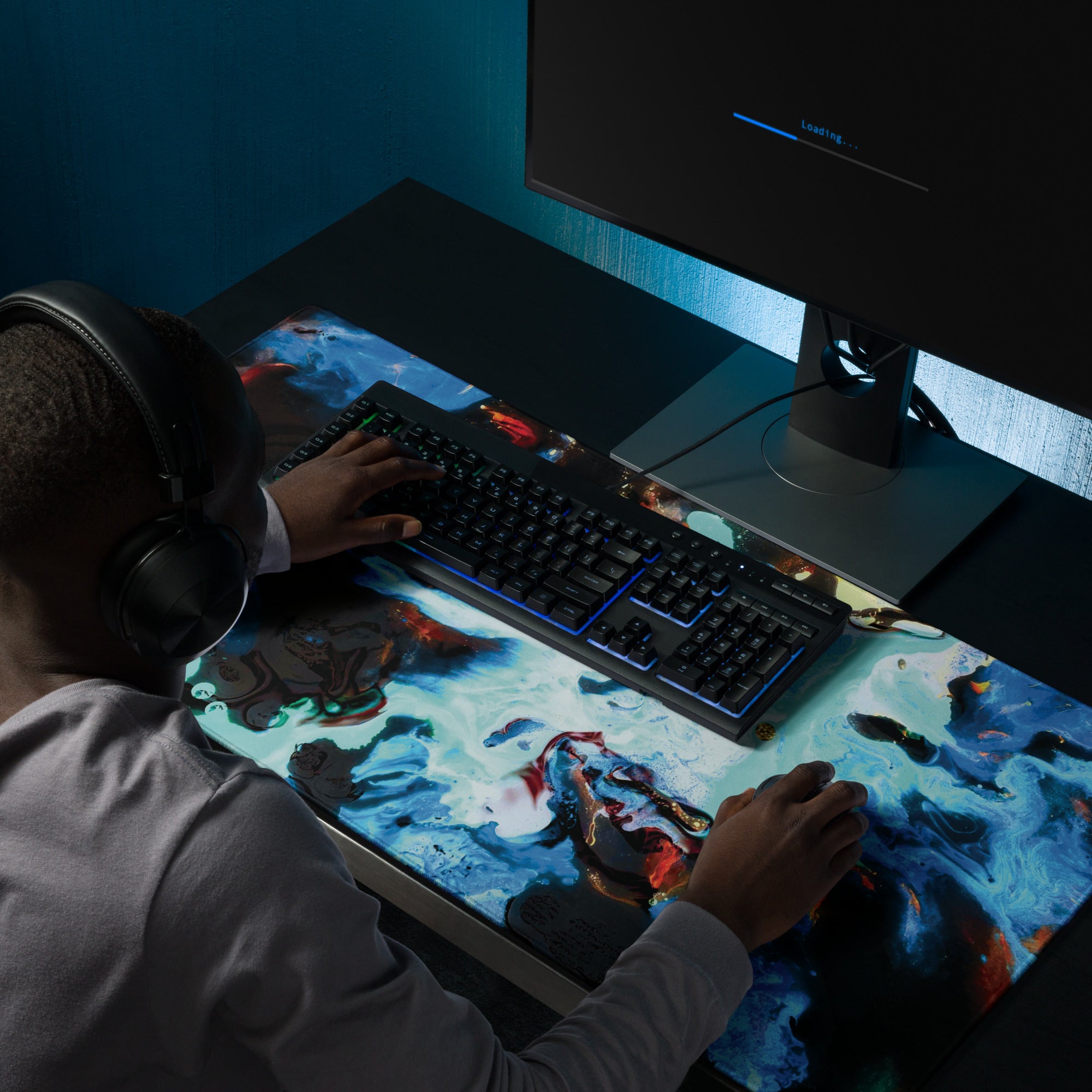 Aqua Abstract Art Gaming Mouse Pad