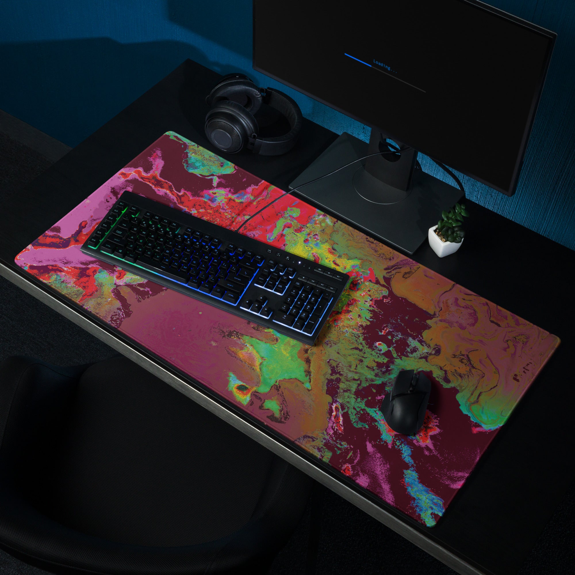 Maroon Abstract Art Gaming Mouse Pad
