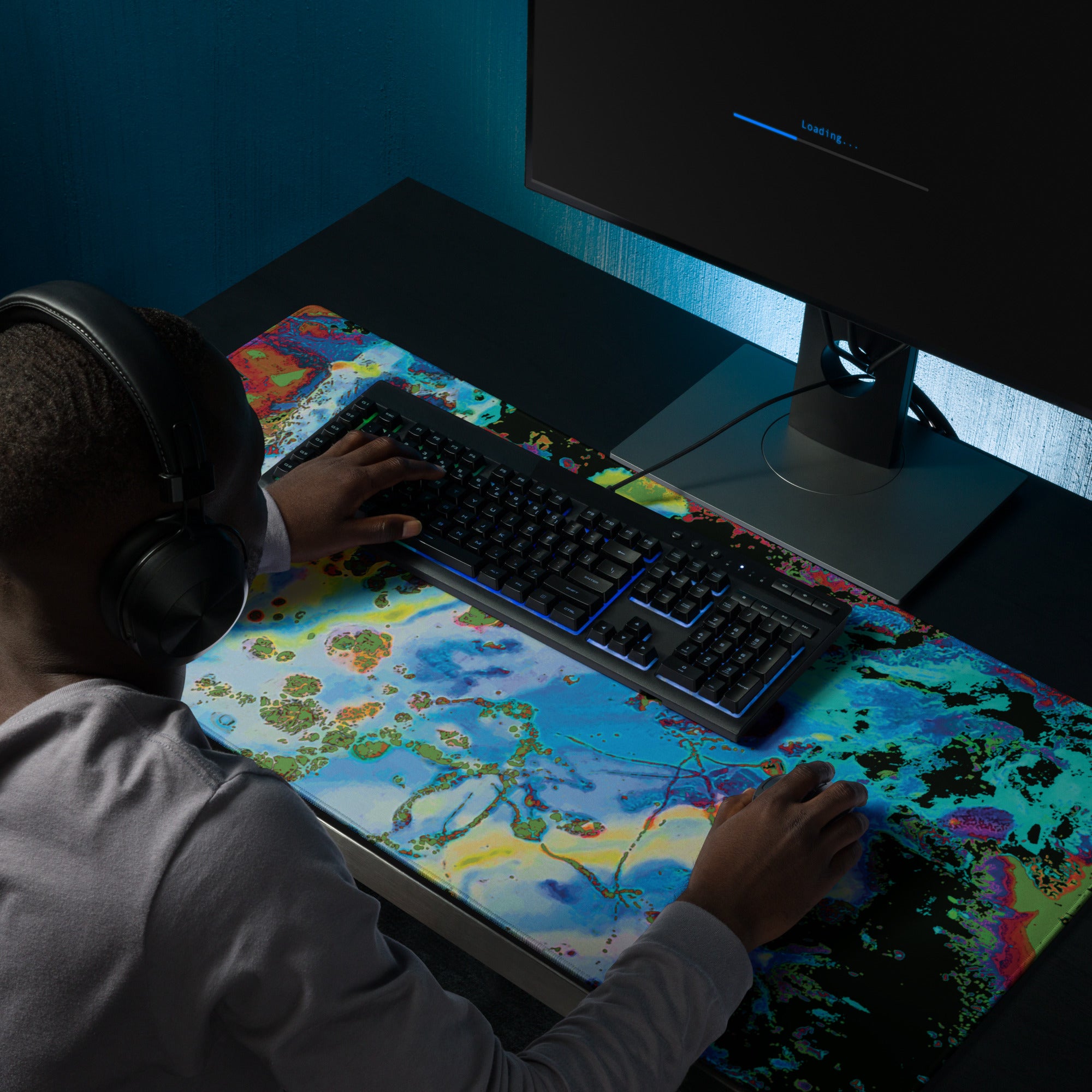 Blue Abstract Art Gaming Mouse Pad