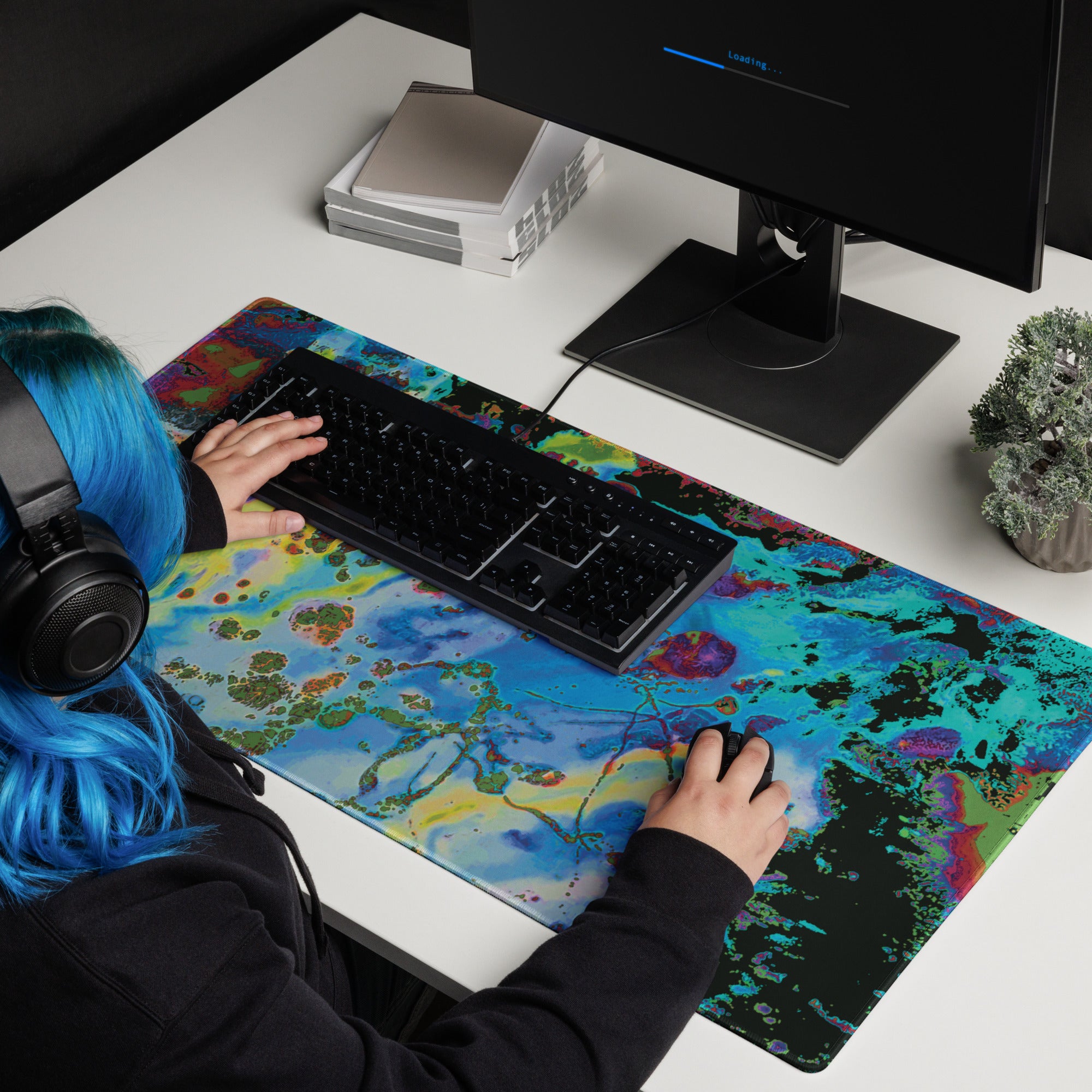 Blue Abstract Art Gaming Mouse Pad