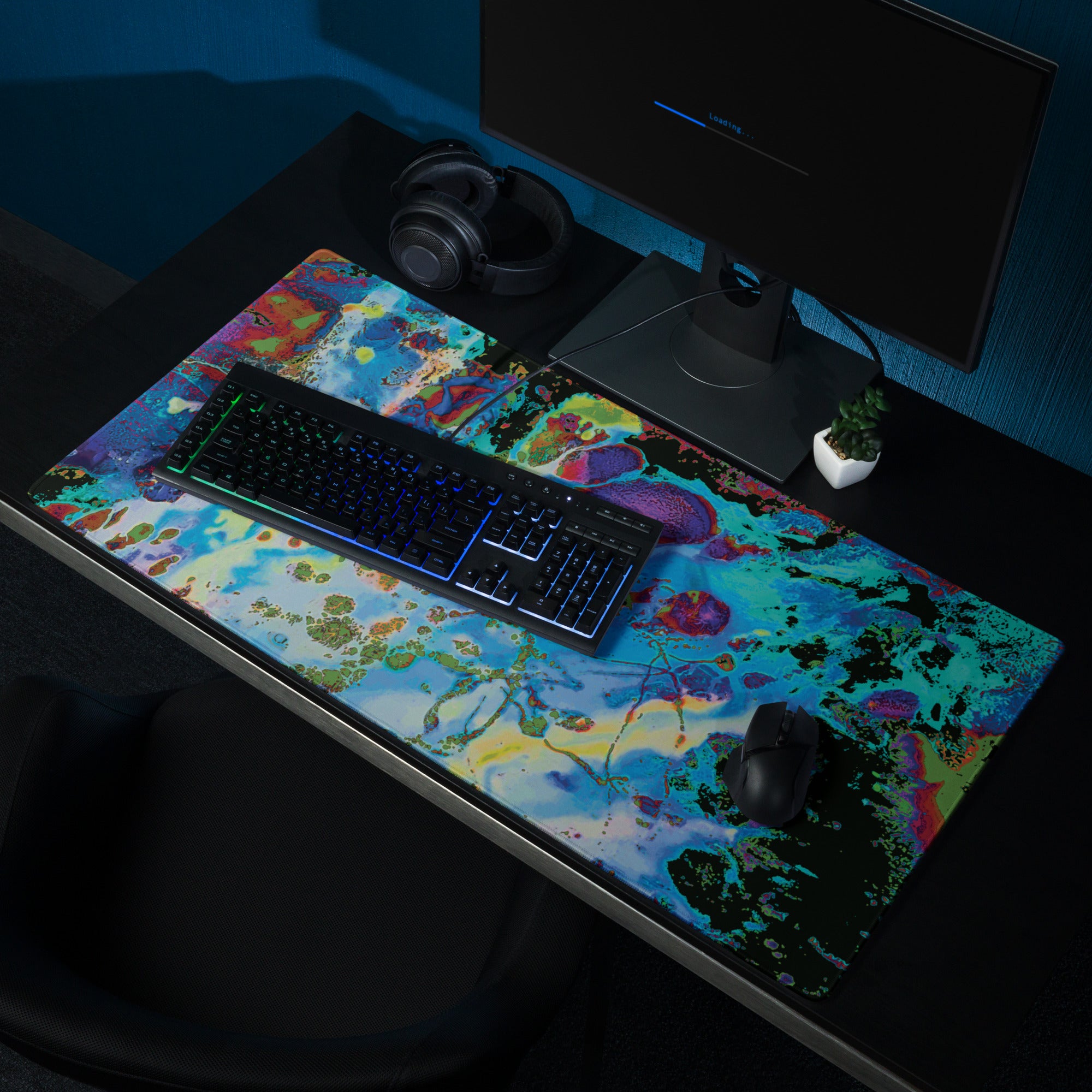Blue Abstract Art Gaming Mouse Pad