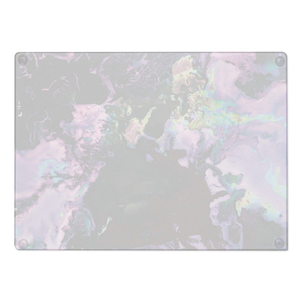 Colorful lavender abstract-patterned glass cutting board 