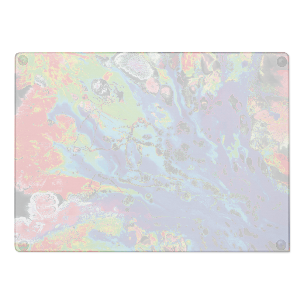 Colorful abstract design glass cutting board