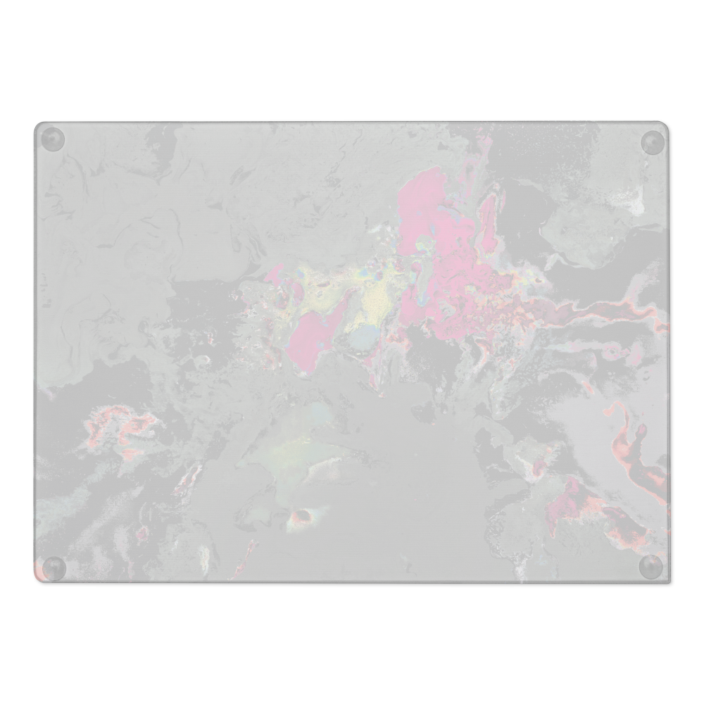 Rectangular mat with colorful abstract design on a gray background