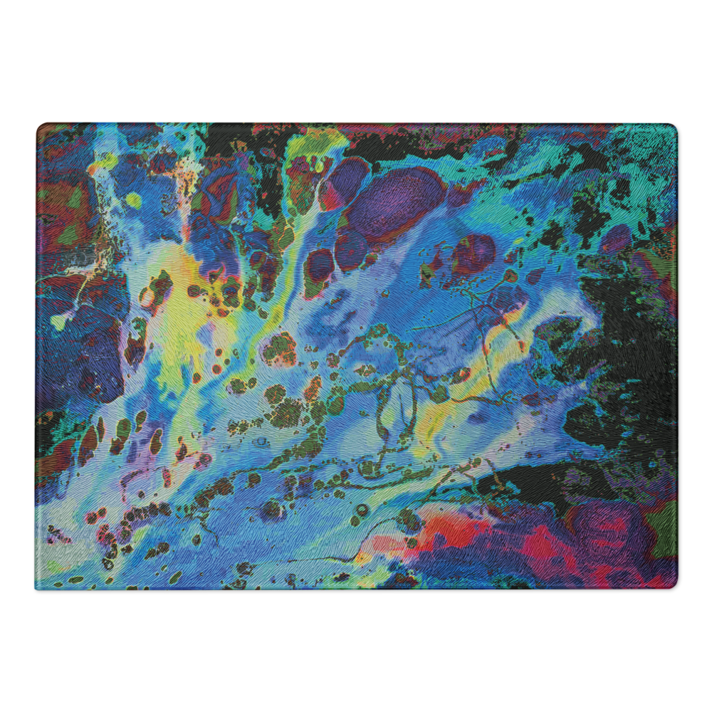 Colorful abstract blue glass cutting board 
