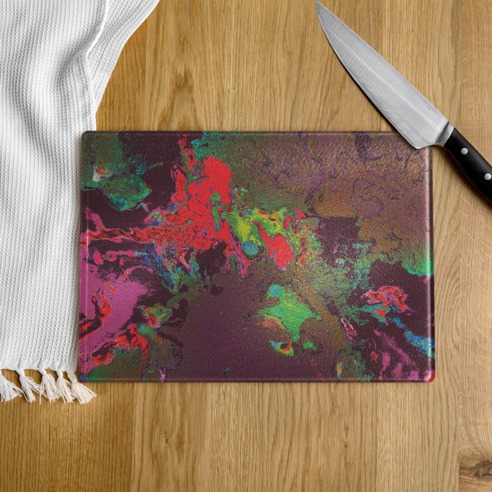 Colorful glass cutting board
