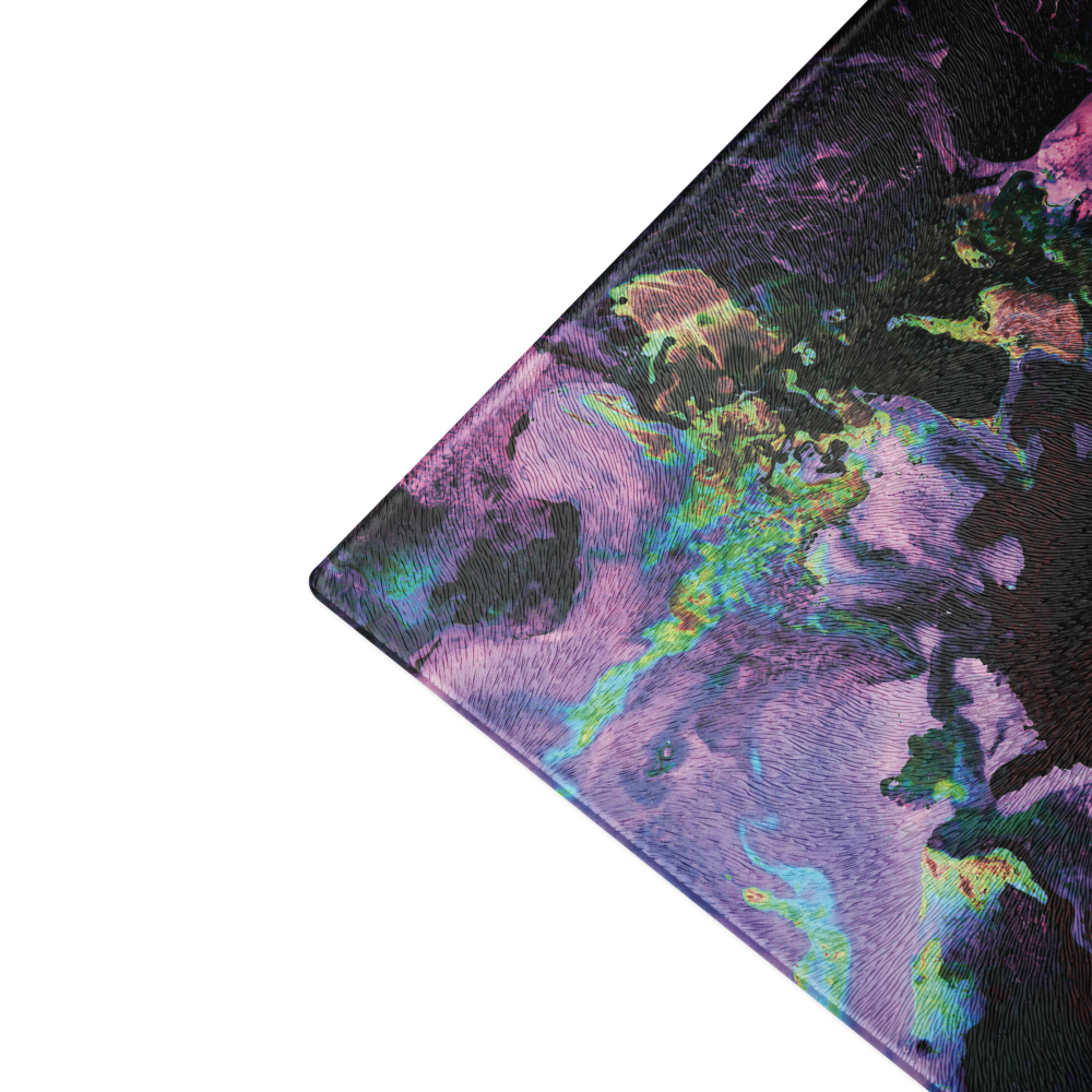 Colorful lavender abstract-patterned glass cutting board