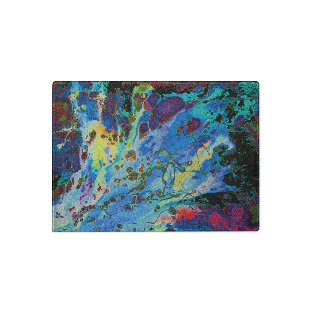 Colorful abstract blue glass cutting board 