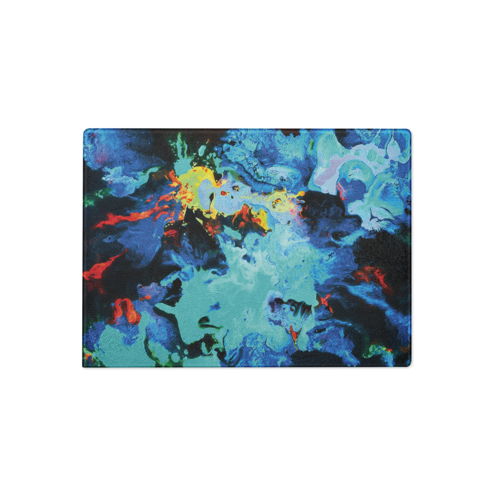 Colorful abstract design glass cutting board