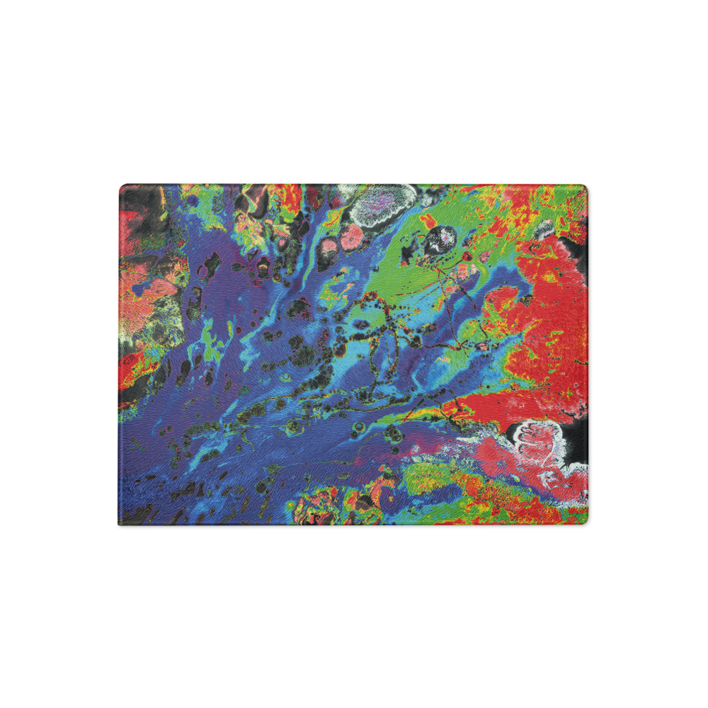 Colorful abstract design glass cutting board