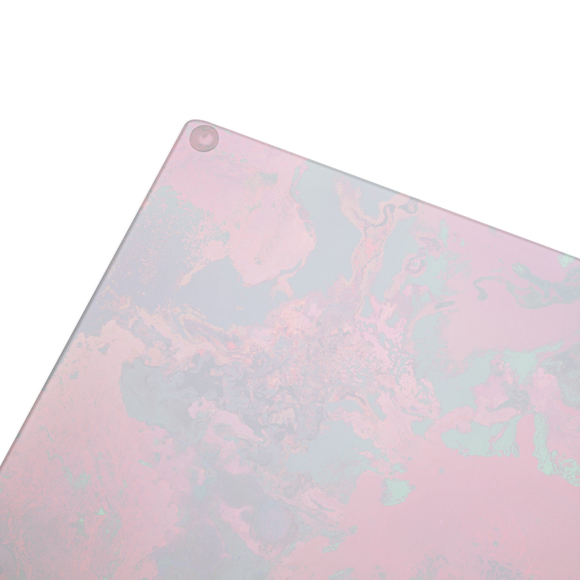 Marbled paper with pink and blue hues on a white background