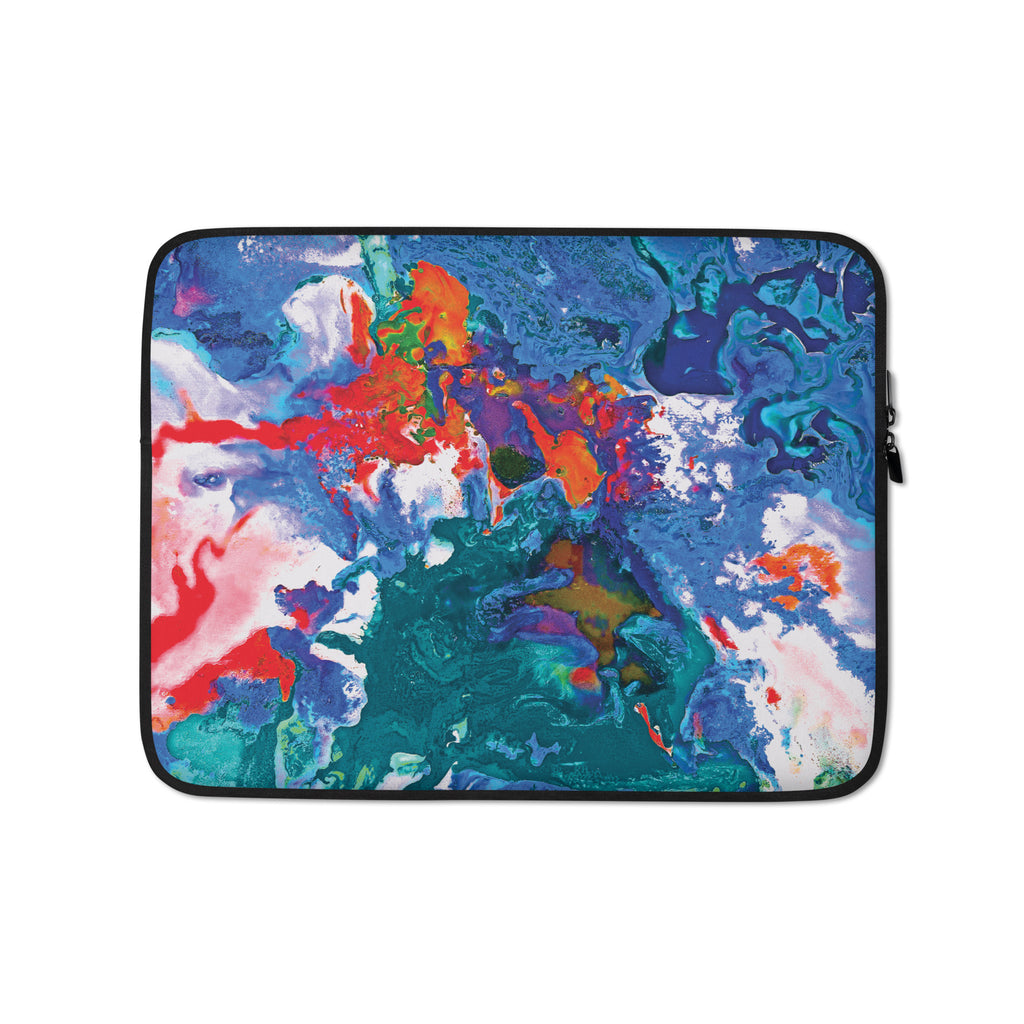 Aqua Orange Abstract Art Laptop Sleeve