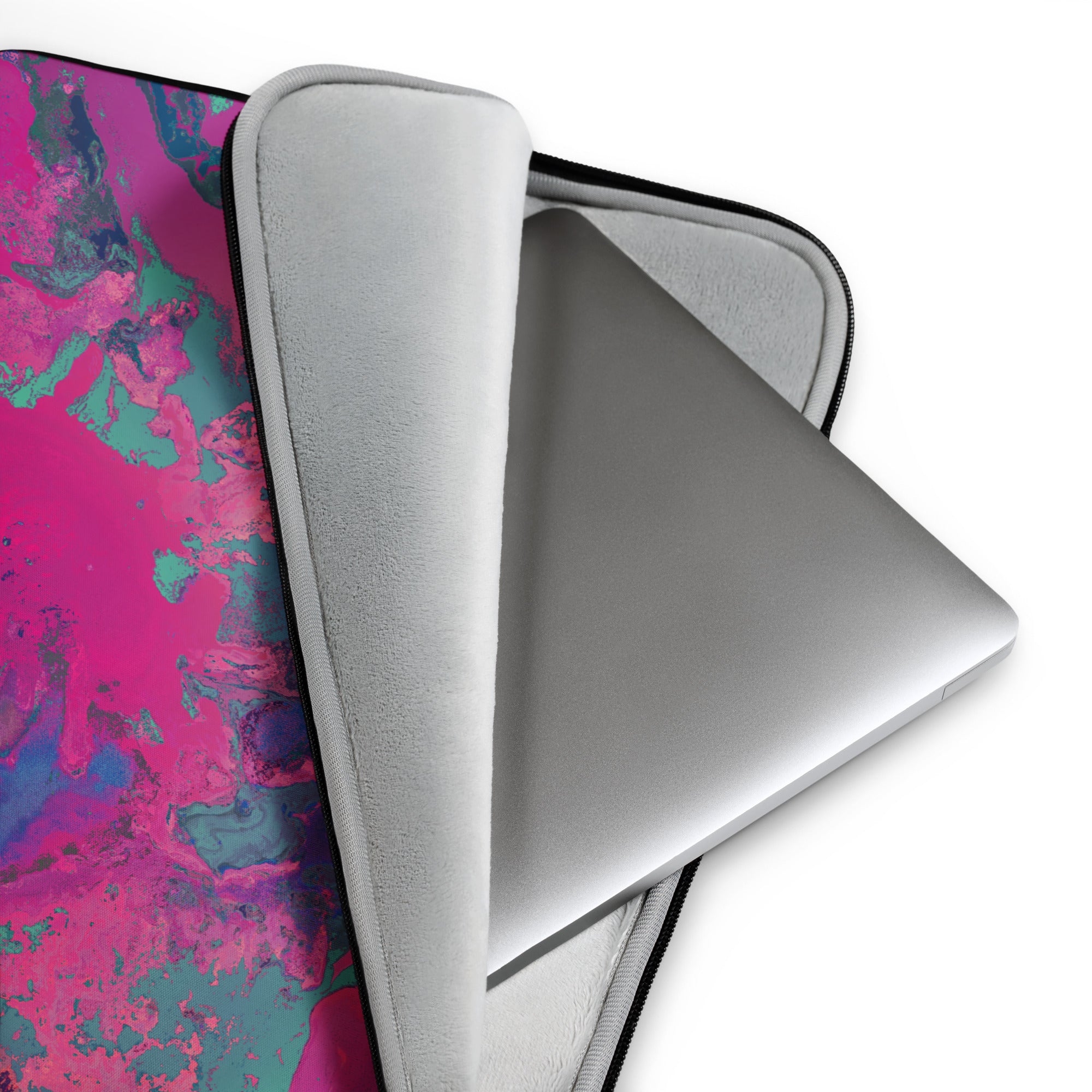 Laptop with colorful case on a white background